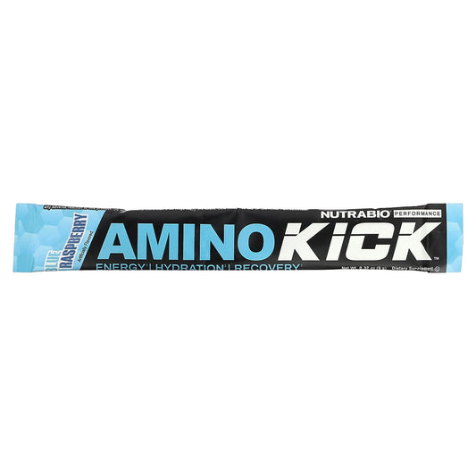 NutraBio, Amino Kick, Blue Raspberry, 1 Stick Pack, 0.32 oz (9 g) - Image 1