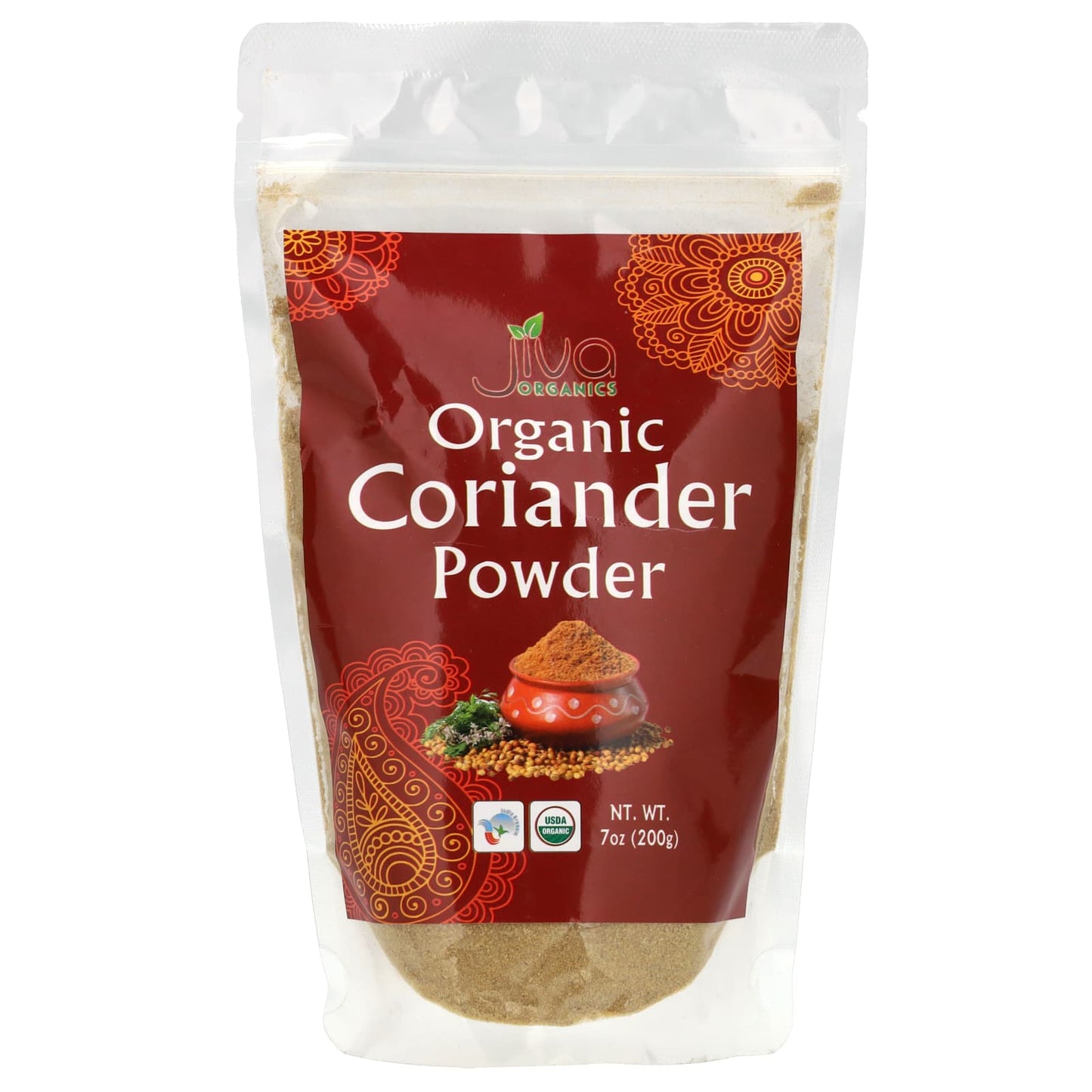Jiva Organics USDA Organic Coriander Powder, 7 oz (200g) - Image 1
