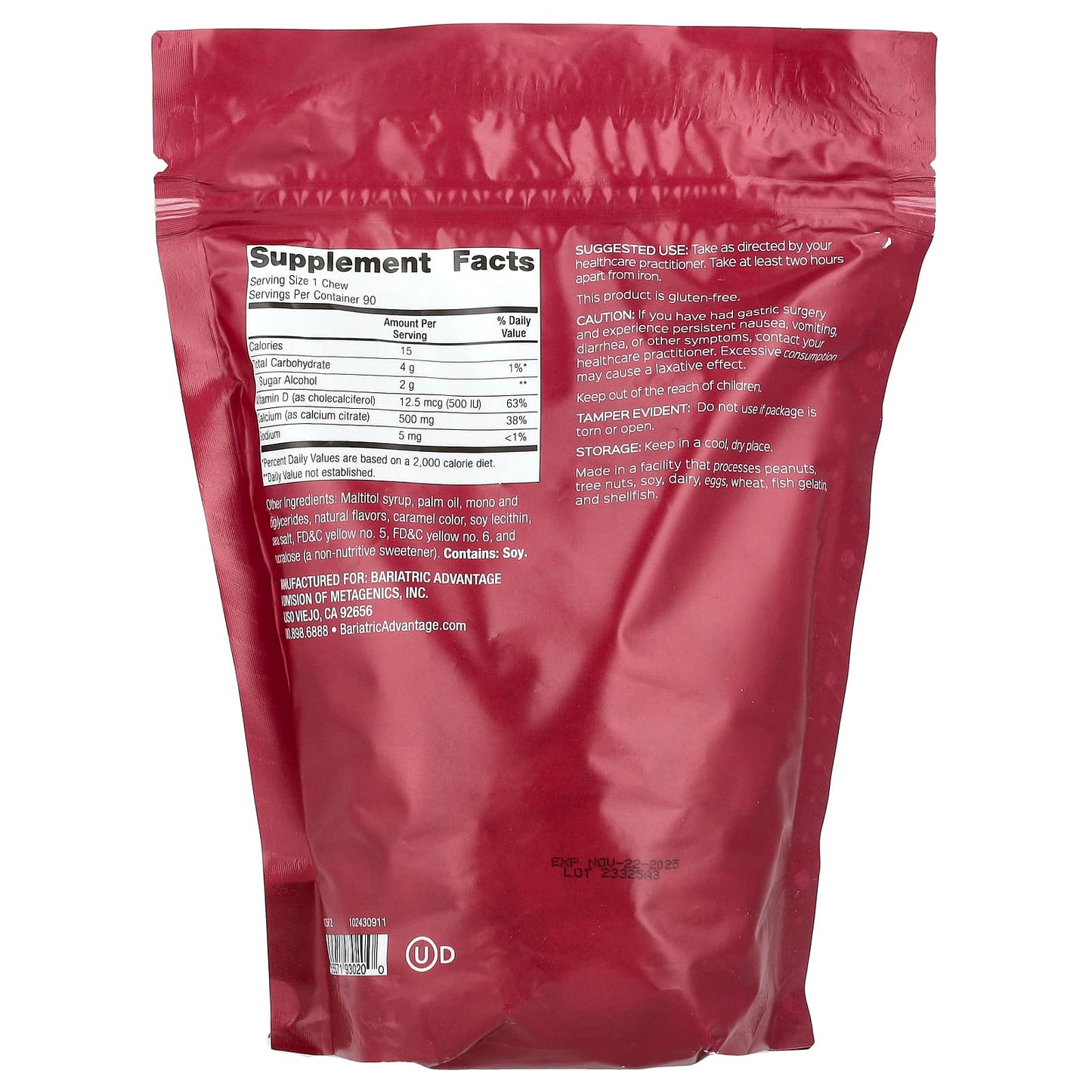 Bariatric Calcium Citrate Chewy Bites, Sugar-Free, 90 Soft Chews - Image 2