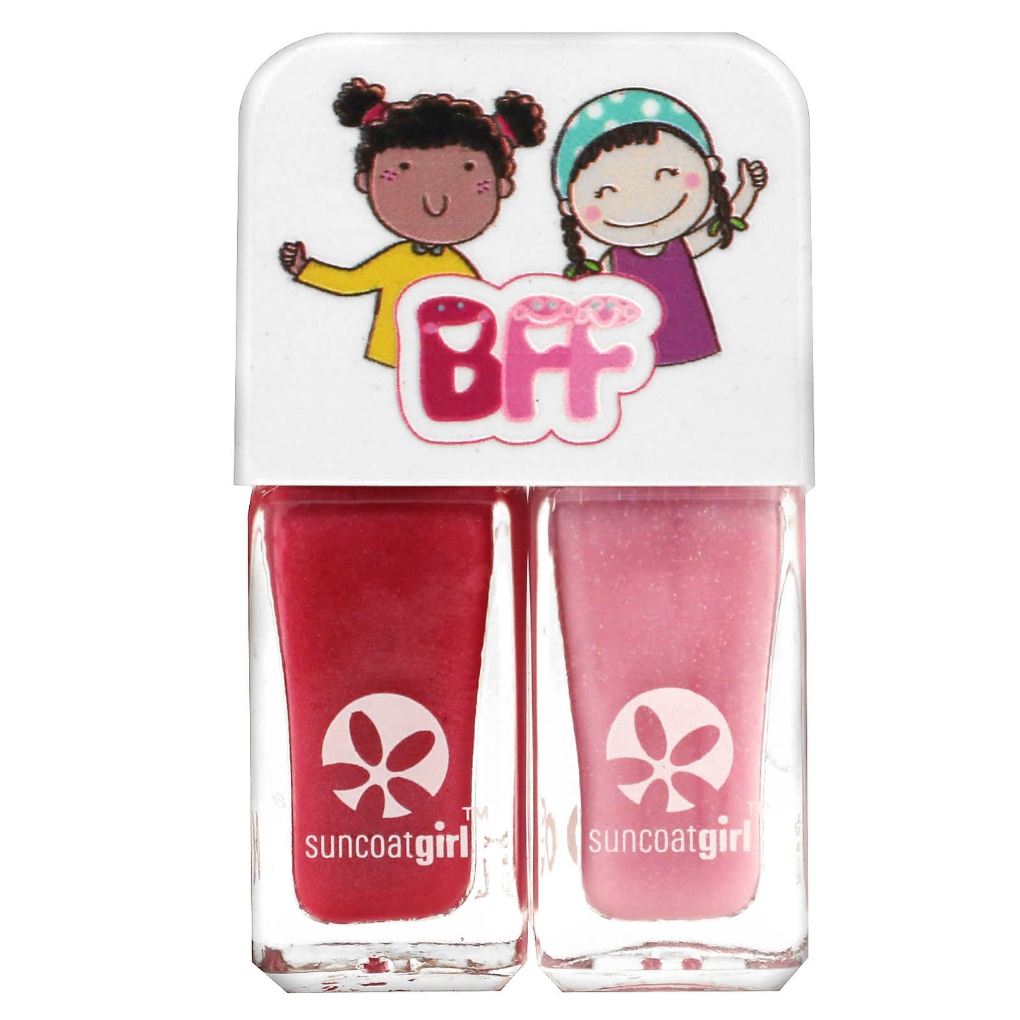 SuncoatGirl, Sweeties Nail Polish Duo Set, Hot Pink & Soft Glitter Pink, 2 Piece Set - Image 1