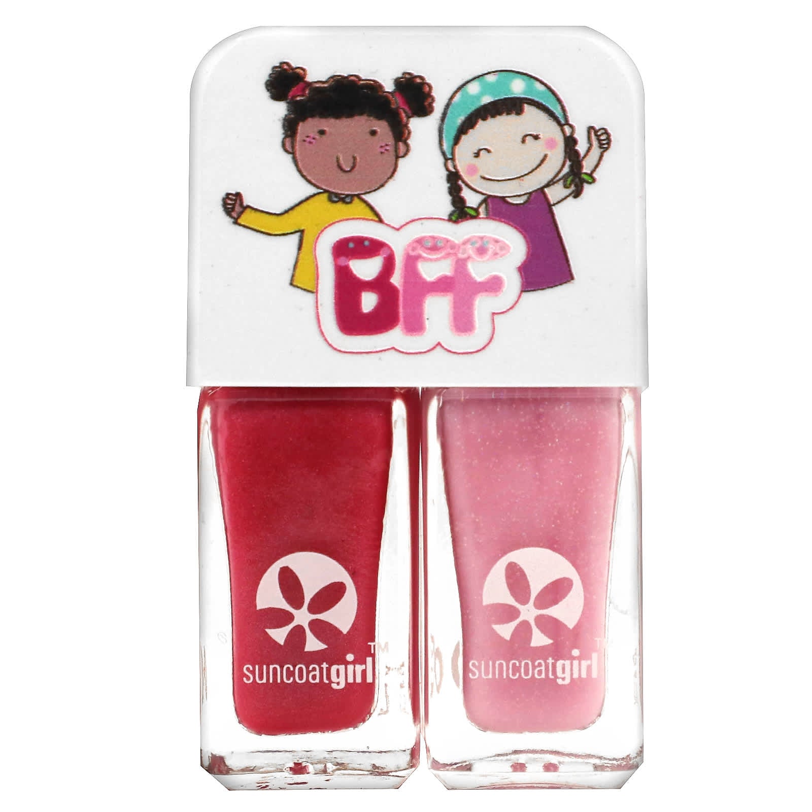 SuncoatGirl, Sweeties Nail Polish Duo Set, Hot Pink & Soft Glitter Pink, 2 Piece Set - Image 1