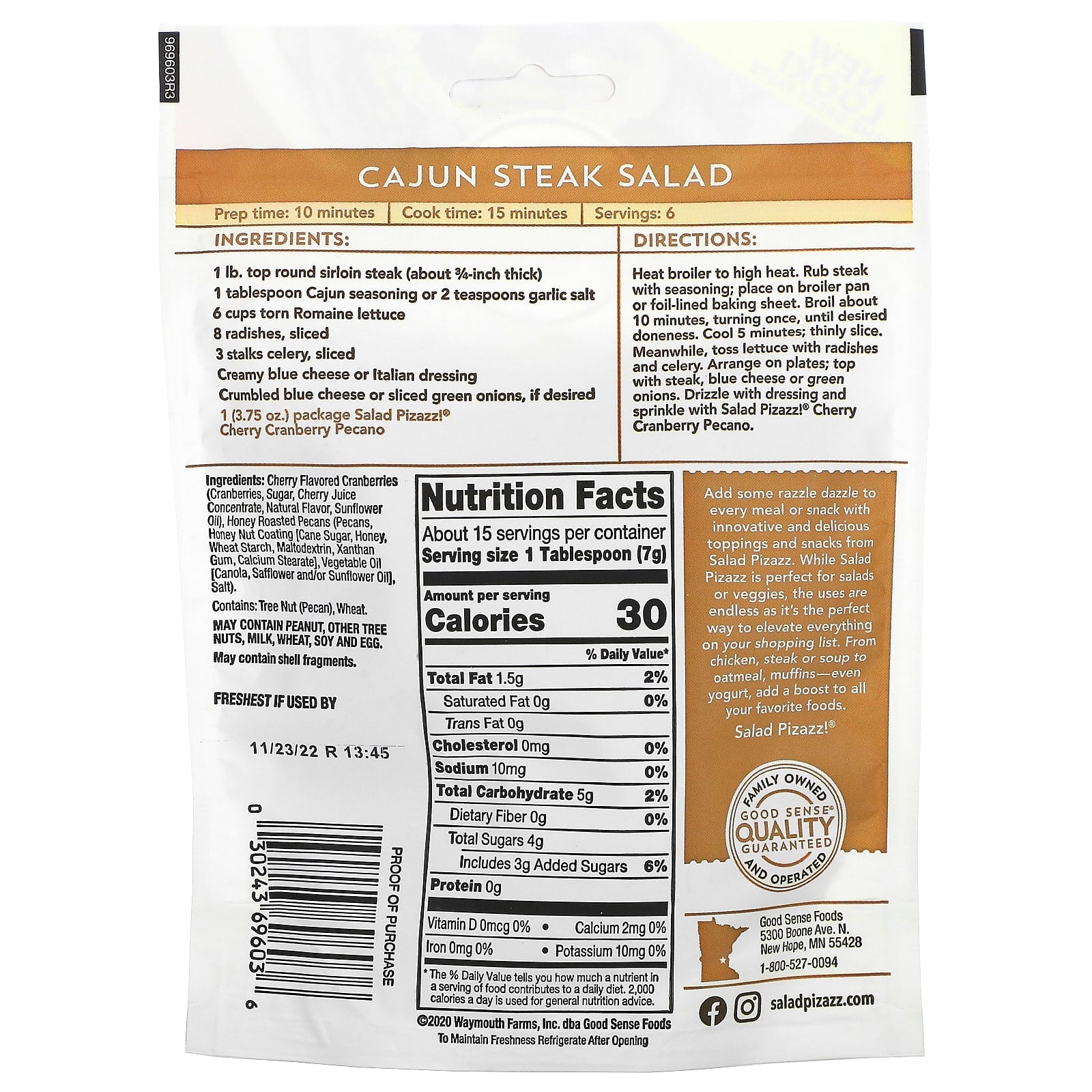 Salad Pizazz!, Fruit & Nut Toppers, Cherry Cranberry Pecano, 3.75 oz (106 g) - Image 2