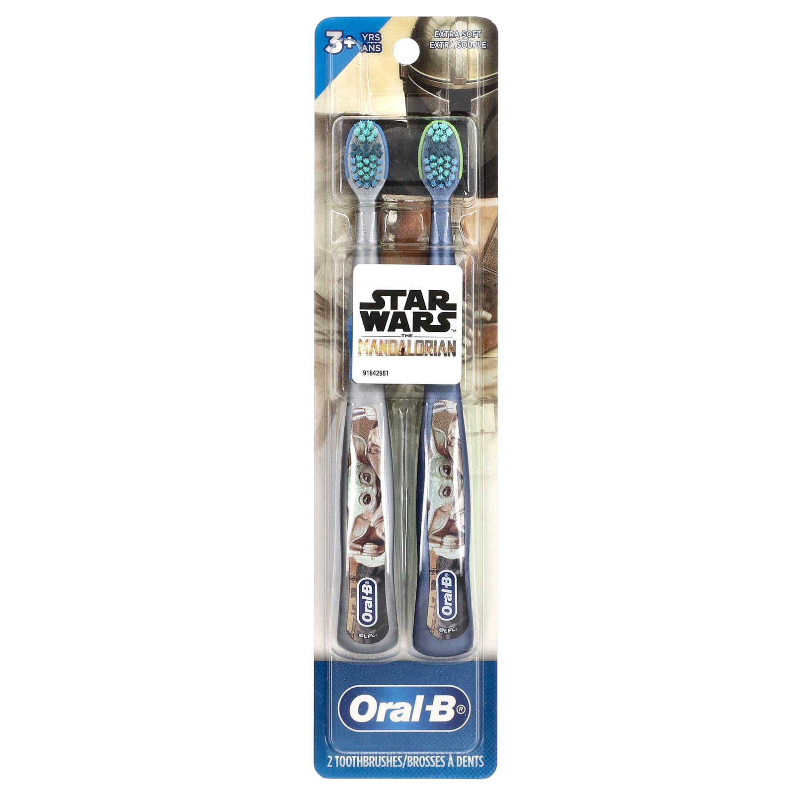 Oral-B, Toothbrushes, Extra Soft, 3+ Yrs, Star Wars, The Mandalorian, 2 Toothbrushes - Image 1