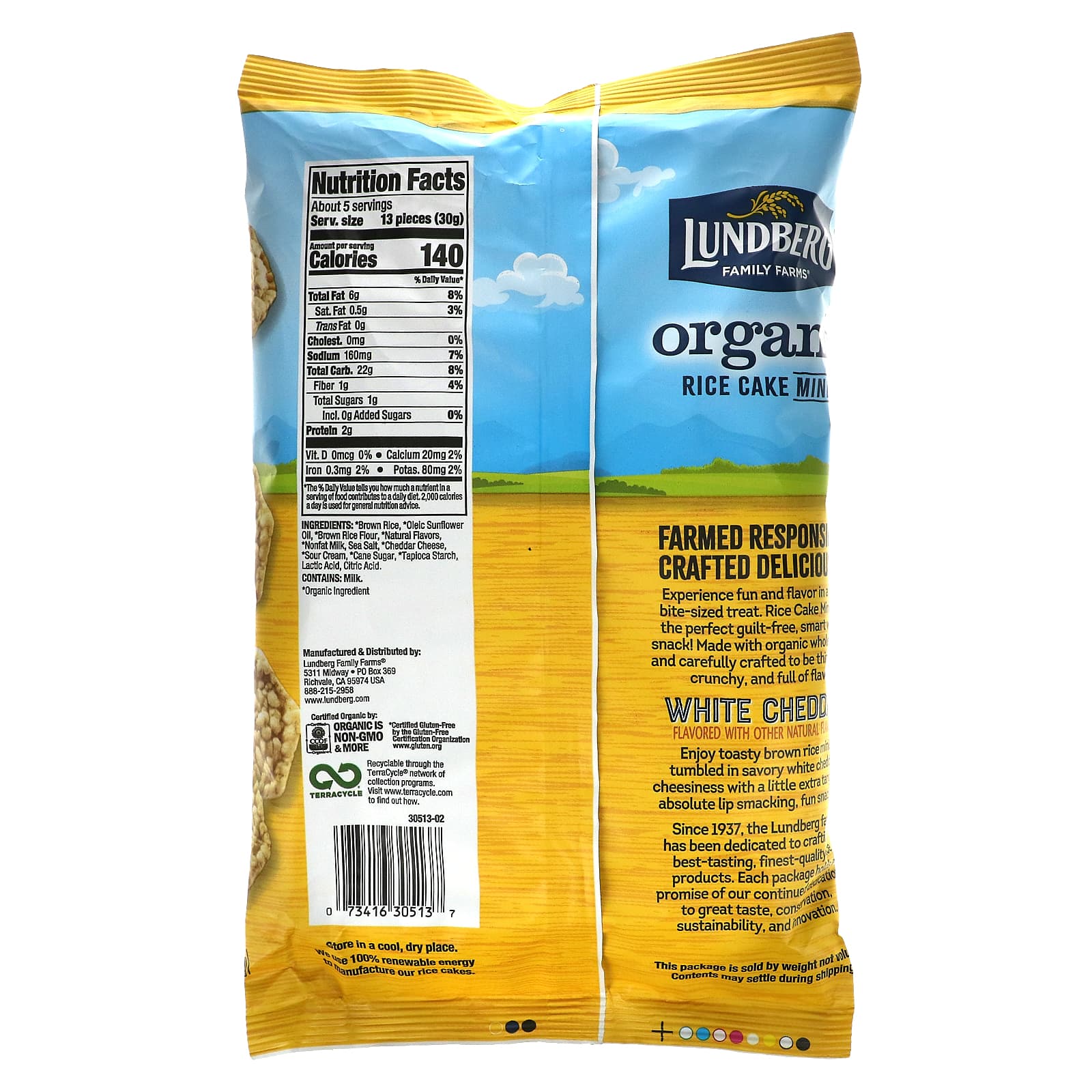 Lundberg, Organic Rice Cake Minis, White Cheddar, 5 oz (142 g) - Image 2