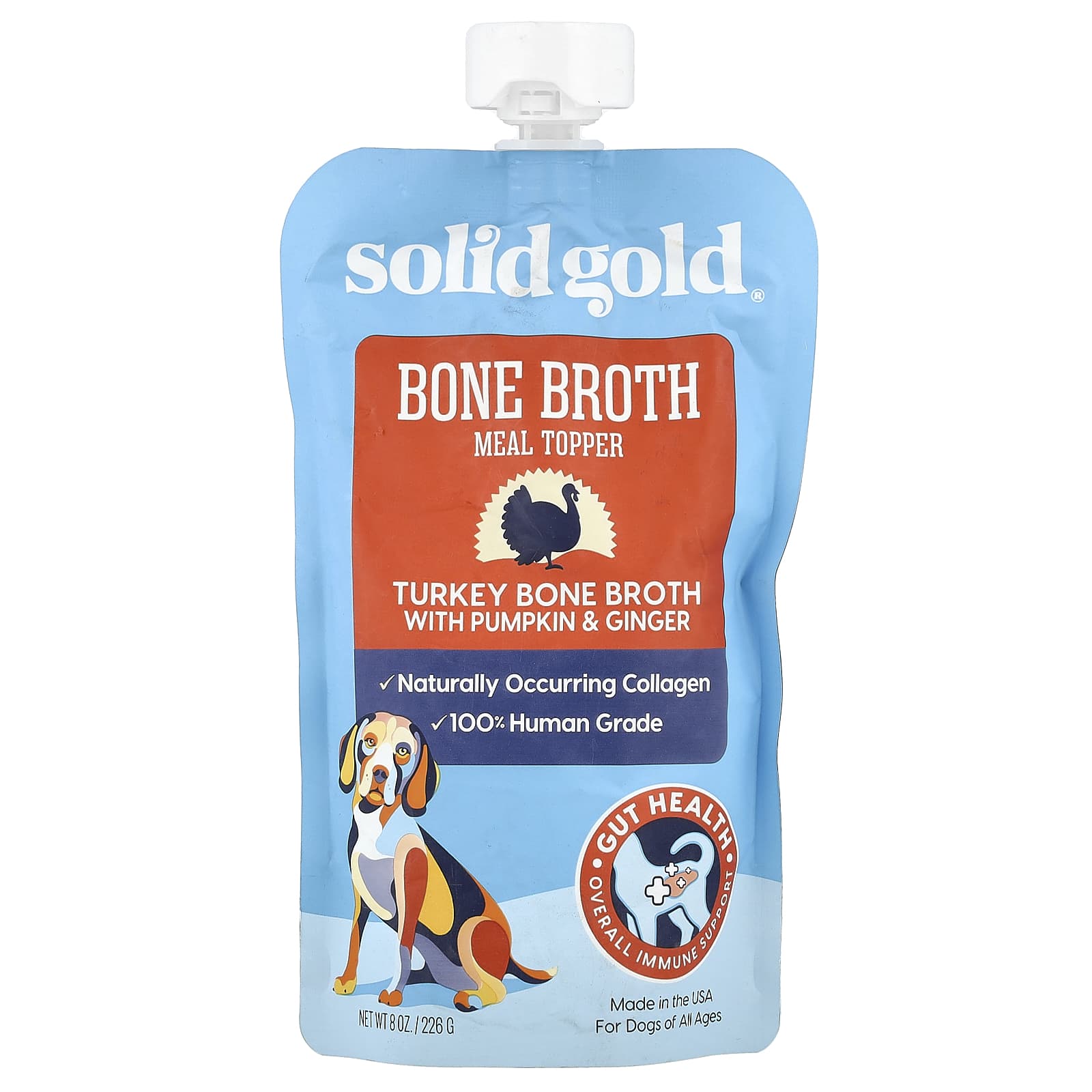 Solid Gold, Bone Broth Meal Topper, For Dogs, All Ages, Turkey Bone Broth With Pumpkin & Ginger, 8 oz (226 g) - Image 1