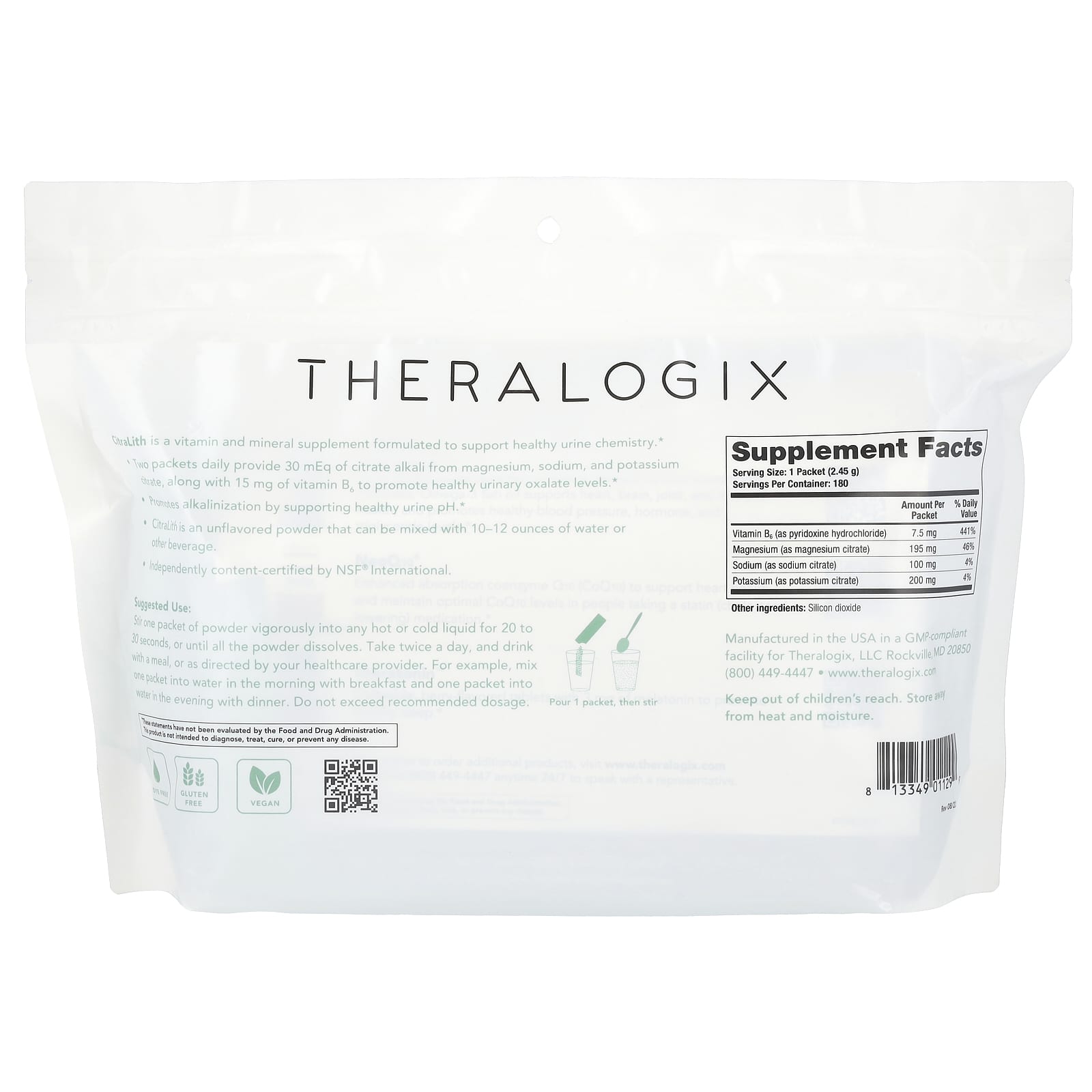 Theralogix, Citralith, Vitamin & Mineral Supplement, 180 Packets, (2.45 g) Each - Image 2