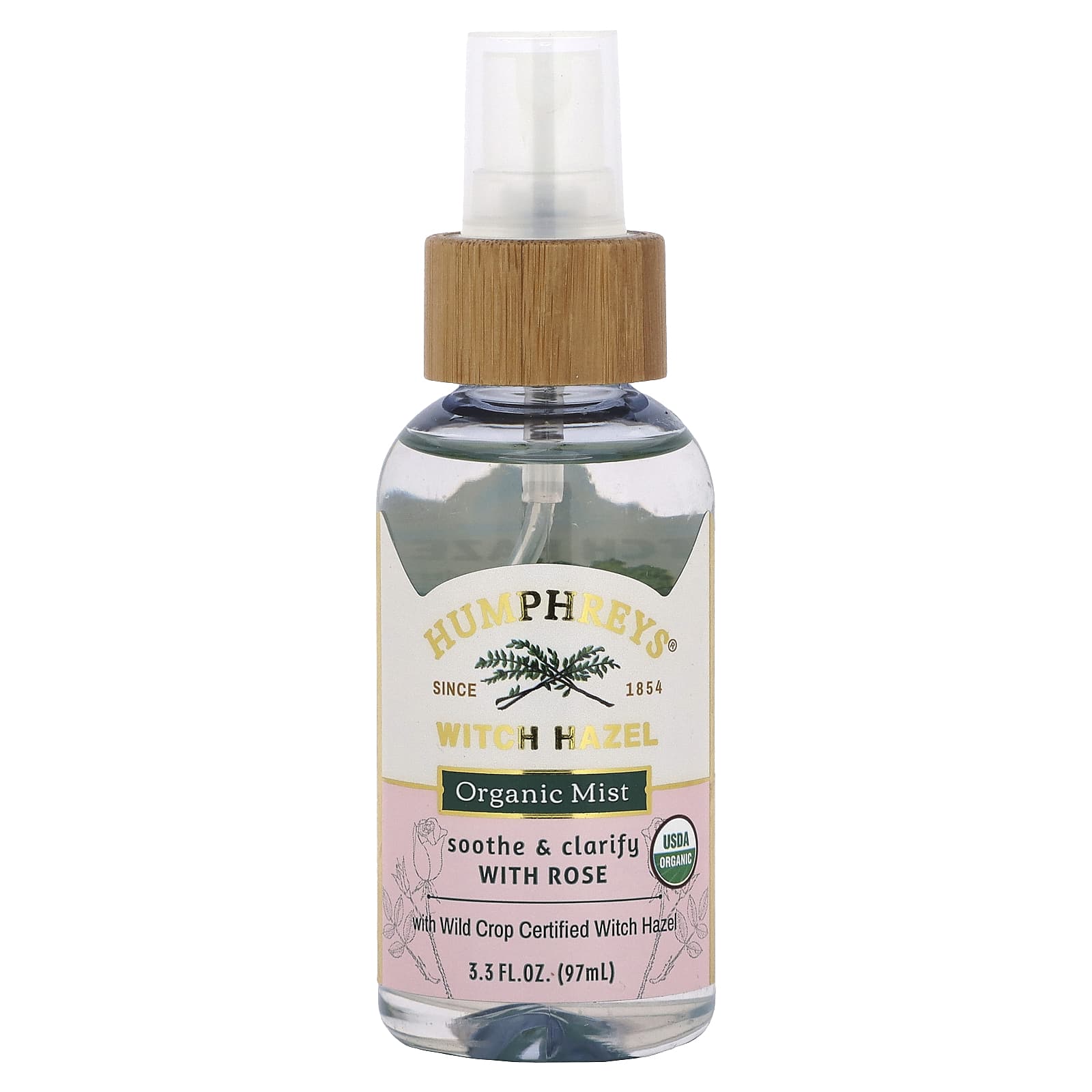 Organic Witch Hazel Skin Soothing Mist with Rose for Glowing Complexion, 3.3 fl oz - Image 1