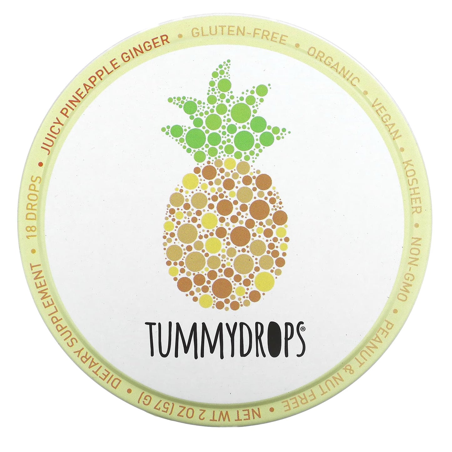 Tummydrops, Juicy Pineapple Ginger Drops, 18 Drops - Image 1