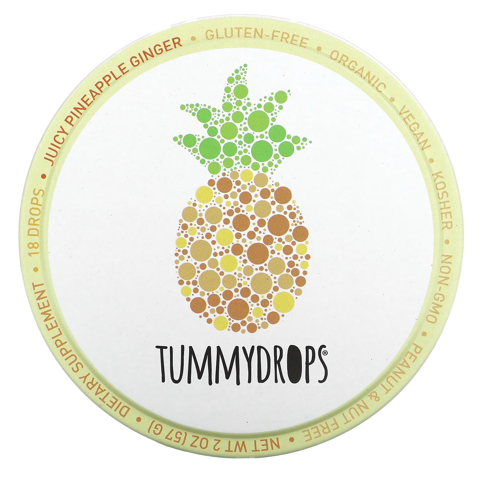 Tummydrops, Juicy Pineapple Ginger Drops, 18 Drops - Image 1