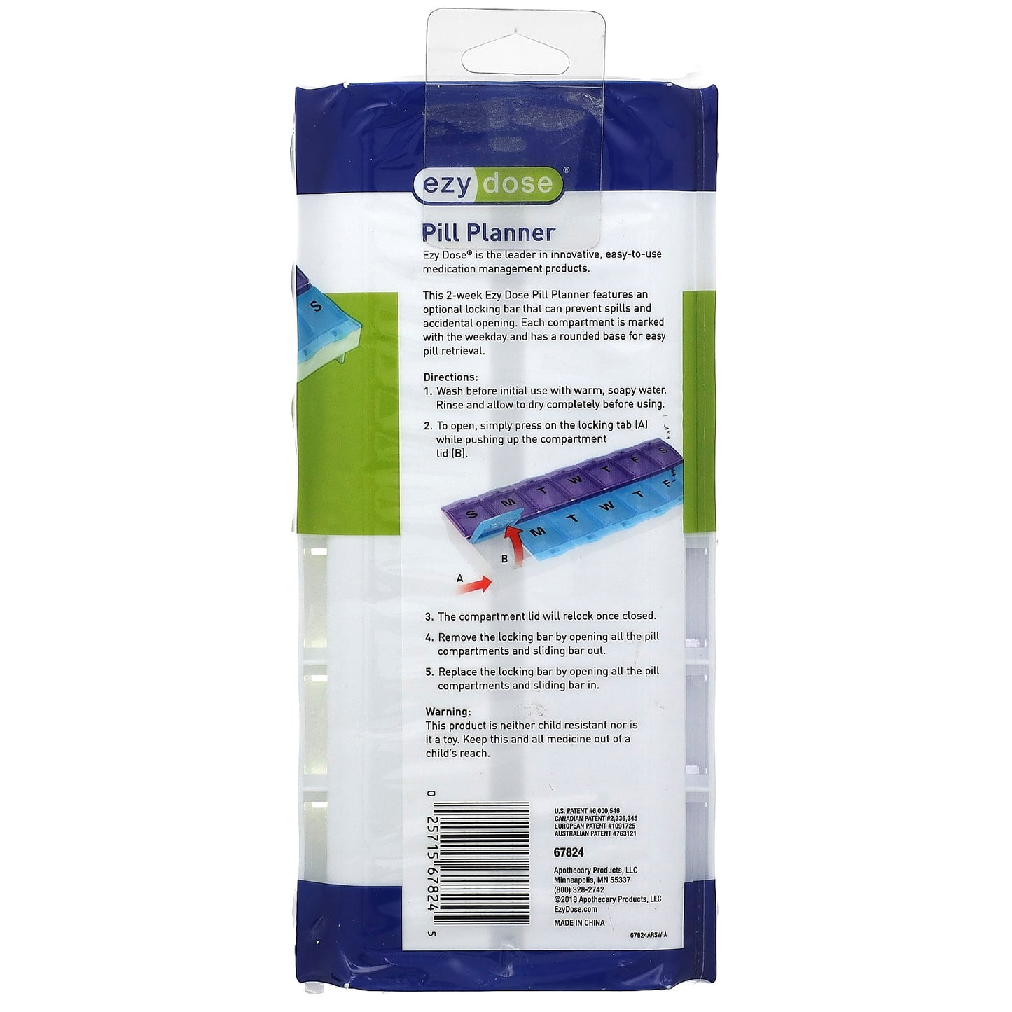 Ezy Dose 2-Week Pill Planner with Locking Device - Easy Medication Management - Image 2