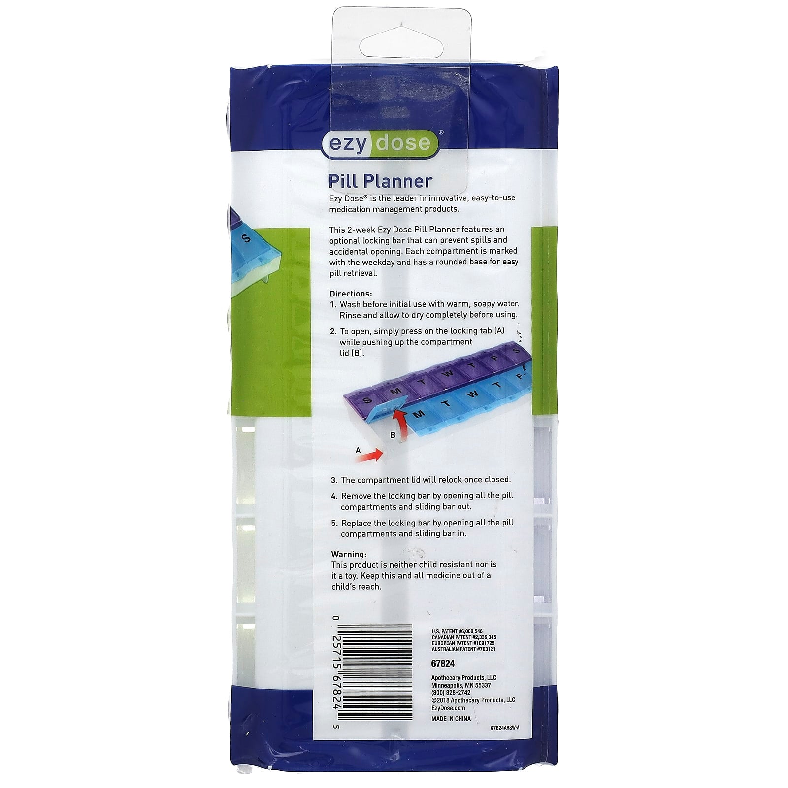 Ezy Dose 2-Week Pill Planner with Locking Device - Easy Medication Management - Image 2
