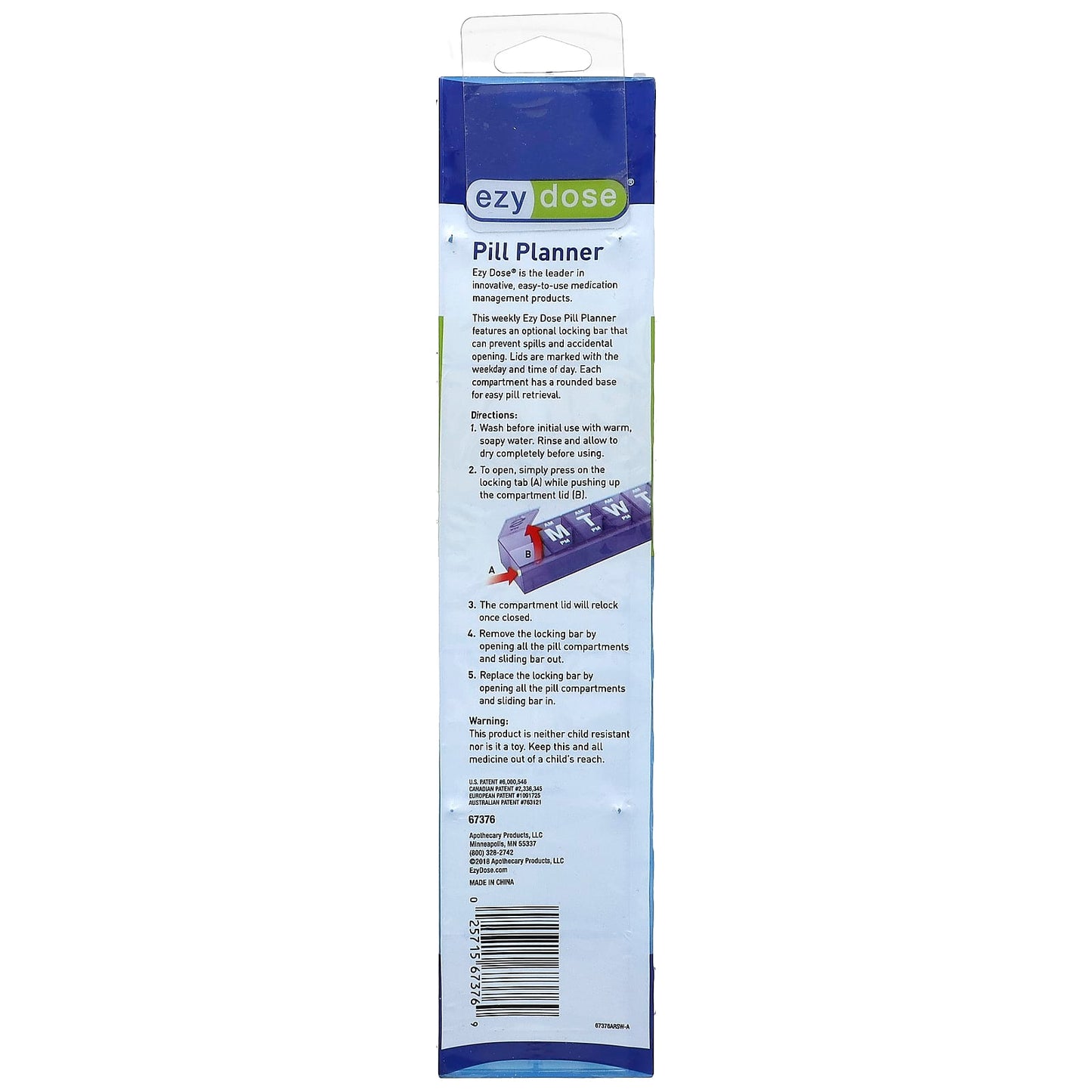 Ezy Dose Weekly Pill Planner - Locking Device, 3XL, 1 Count - Image 2