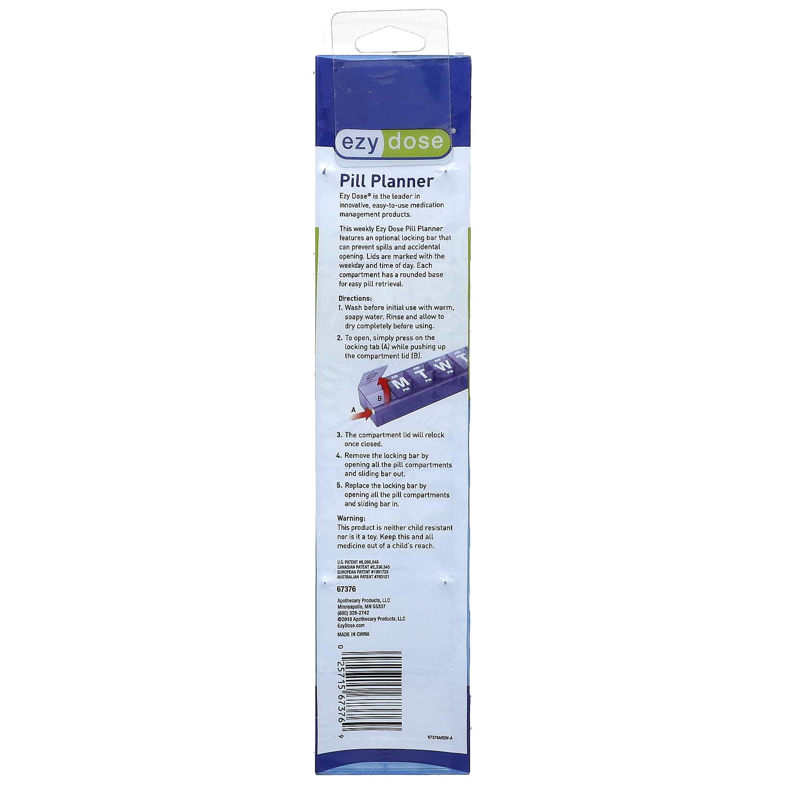 Ezy Dose Weekly Pill Planner - Locking Device, 3XL, 1 Count - Image 2