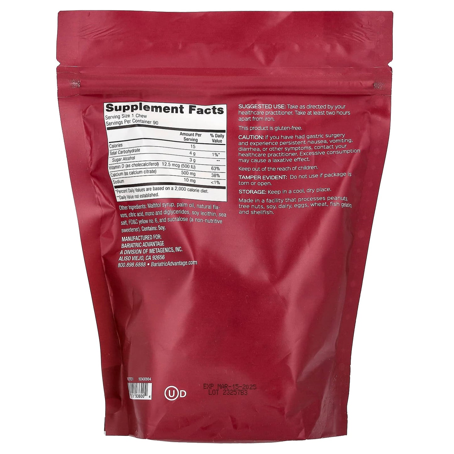 Bariatric Calcium Citrate Chewy Bites | Tropical Orange, Sugar Free - Image 2