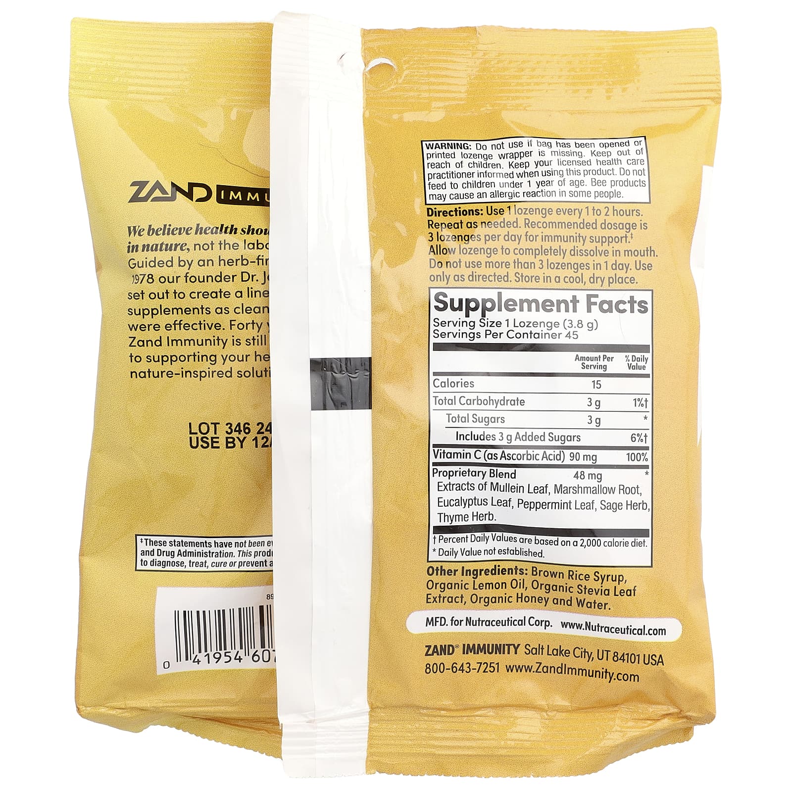 Zand, Immunity™, Lemon Honey Lozenges, 45 Lozenges - Image 2
