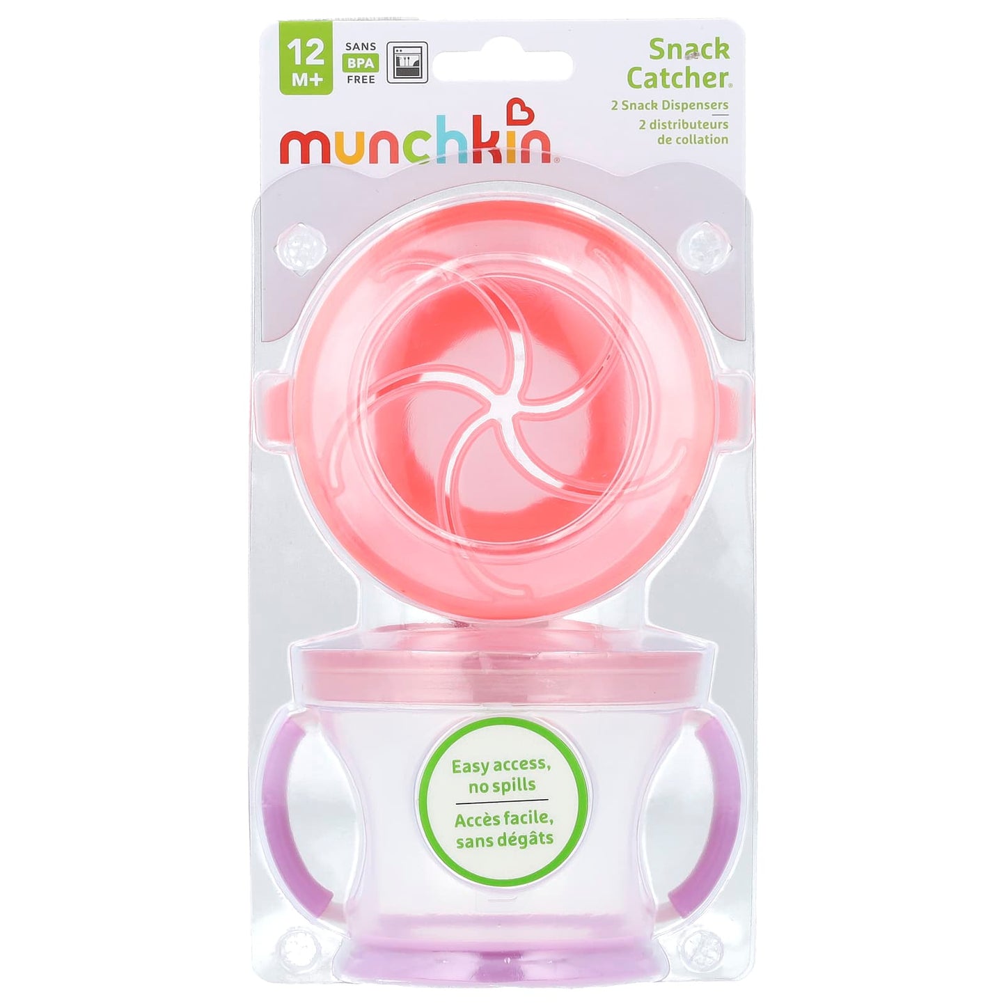 Munchkin, Snack Catcher™, Snack Dispensers, 12 Months+, Light Pink & Light Purple, 2 Count - Image 1
