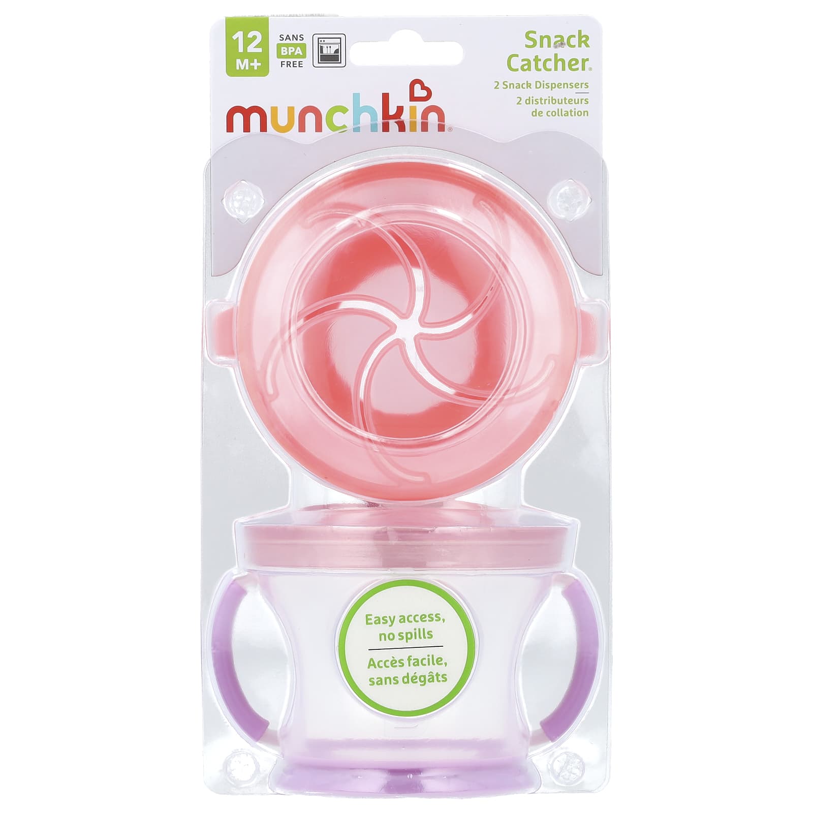 Munchkin, Snack Catcher™, Snack Dispensers, 12 Months+, Light Pink & Light Purple, 2 Count - Image 1