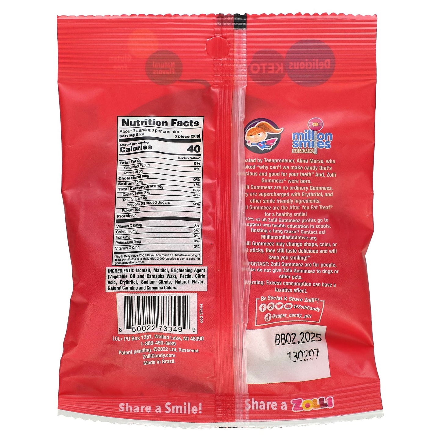 Zollipops, Zolli Gummeez, Watermelon, 1.94 oz (55 g) - Image 2