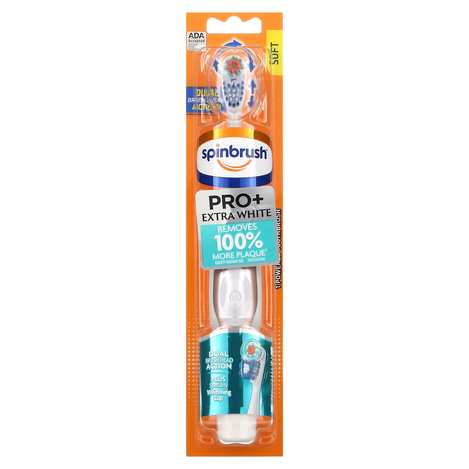 Spinbrush, Pro+ Extra White, Powered Toothbrush, Soft, 1 Toothbrush - Image 1