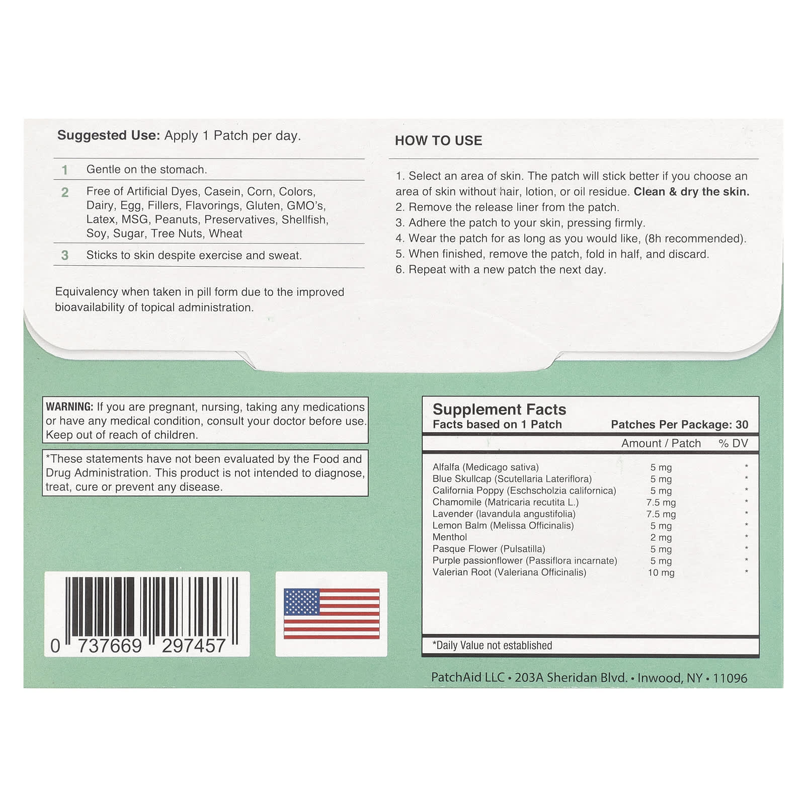 PatchAid, Sleep Aid Topical Patch for Kids, 30 Patches