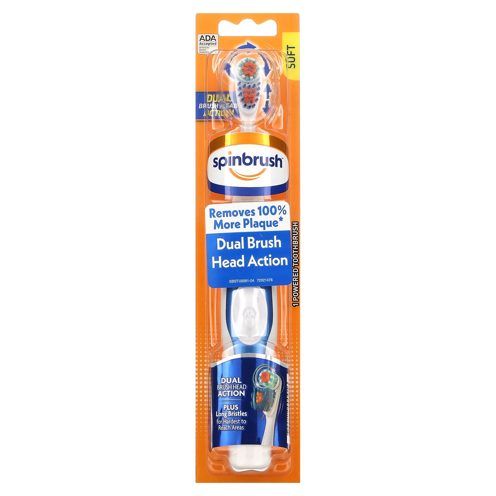 Spinbrush, Dual Brush Action Head, Powered Toothbrush, Soft, 1 Toothbrush - Image 1