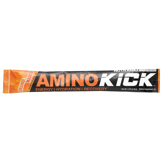NutraBio, Amino Kick, Orange Mango, 1 Stick Pack, 0.32 oz (9 g) - Image 1