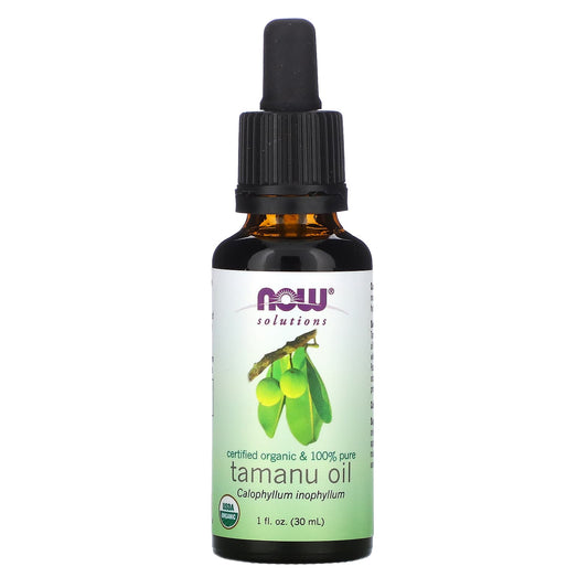 NOW Foods, Solutions, Certified Organic & 100% Pure, Tamanu Oil, 1 fl oz (30 ml) - Image 1