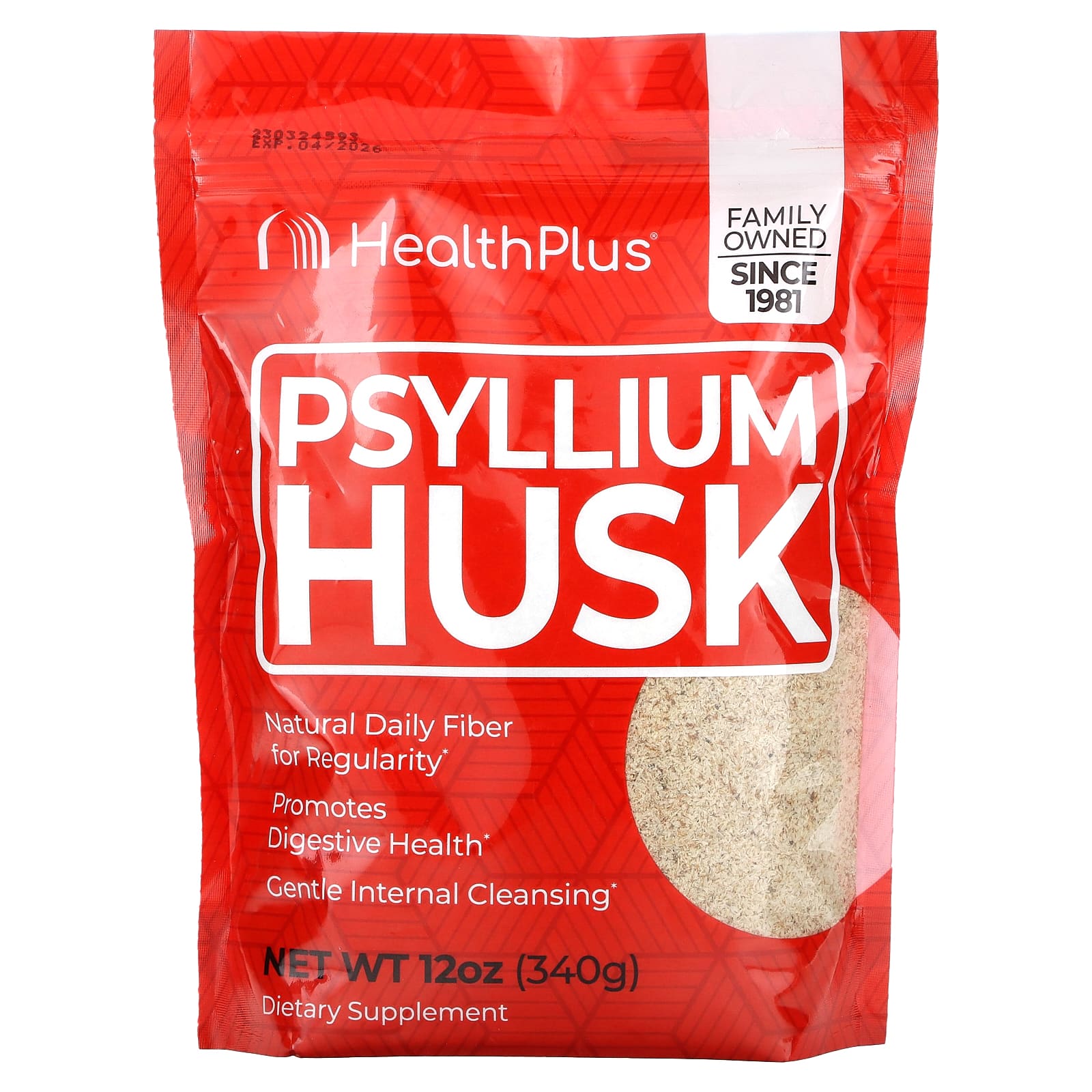 Health Plus Psyllium Husk 12 oz for Regularity & Digestive Health - Image 1