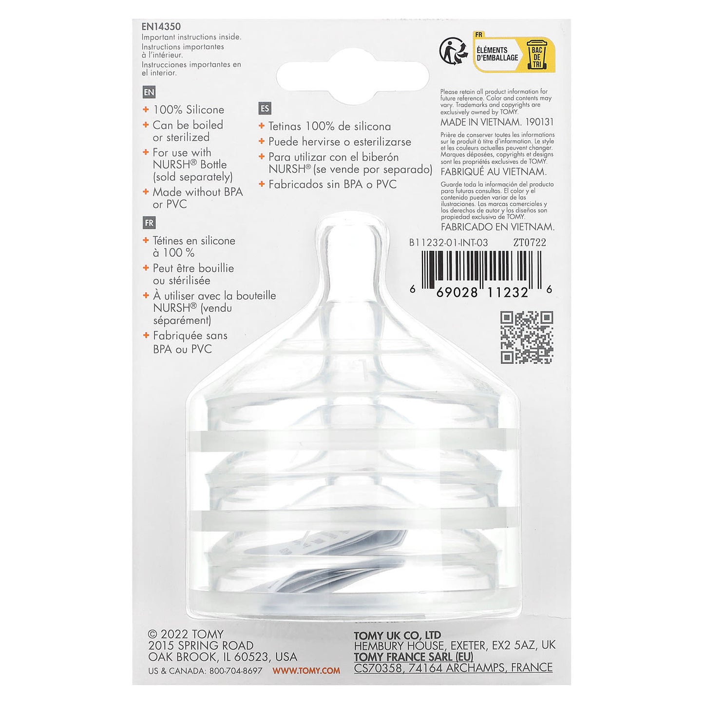 Boon Nursh 100% Silicone Nipples for 0+ Months, Slow Flow, 3 Pack - Image 2