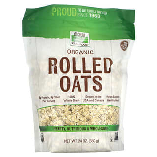 USDA Organic Rolled Oats by NOW Foods, 24 oz (680g) | 5g Protein & 4g Fiber