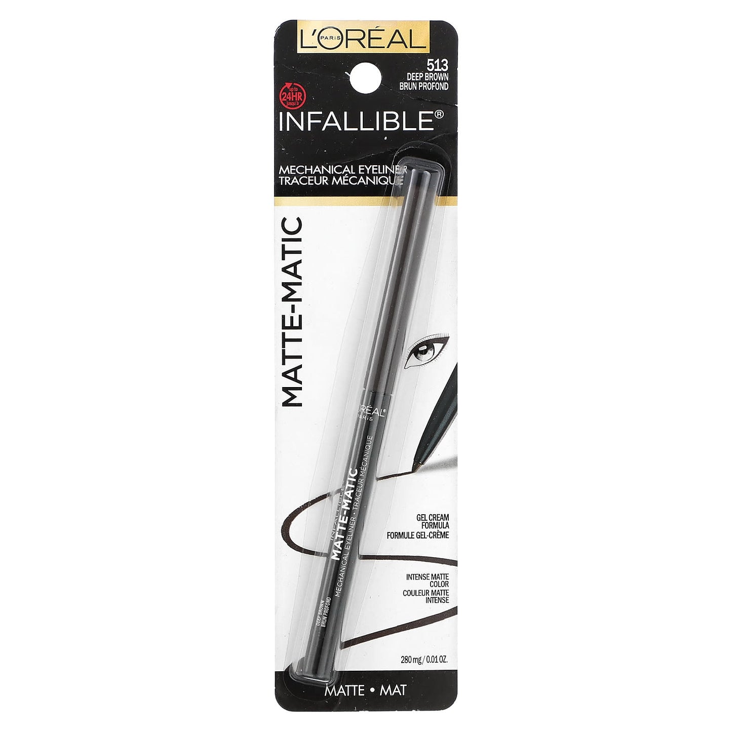 L'Oréal, Infallible®, Matte-Matic Mechanical Eyeliner, 513 Deep Brown, 0.01 oz (280 mg) - Image 2