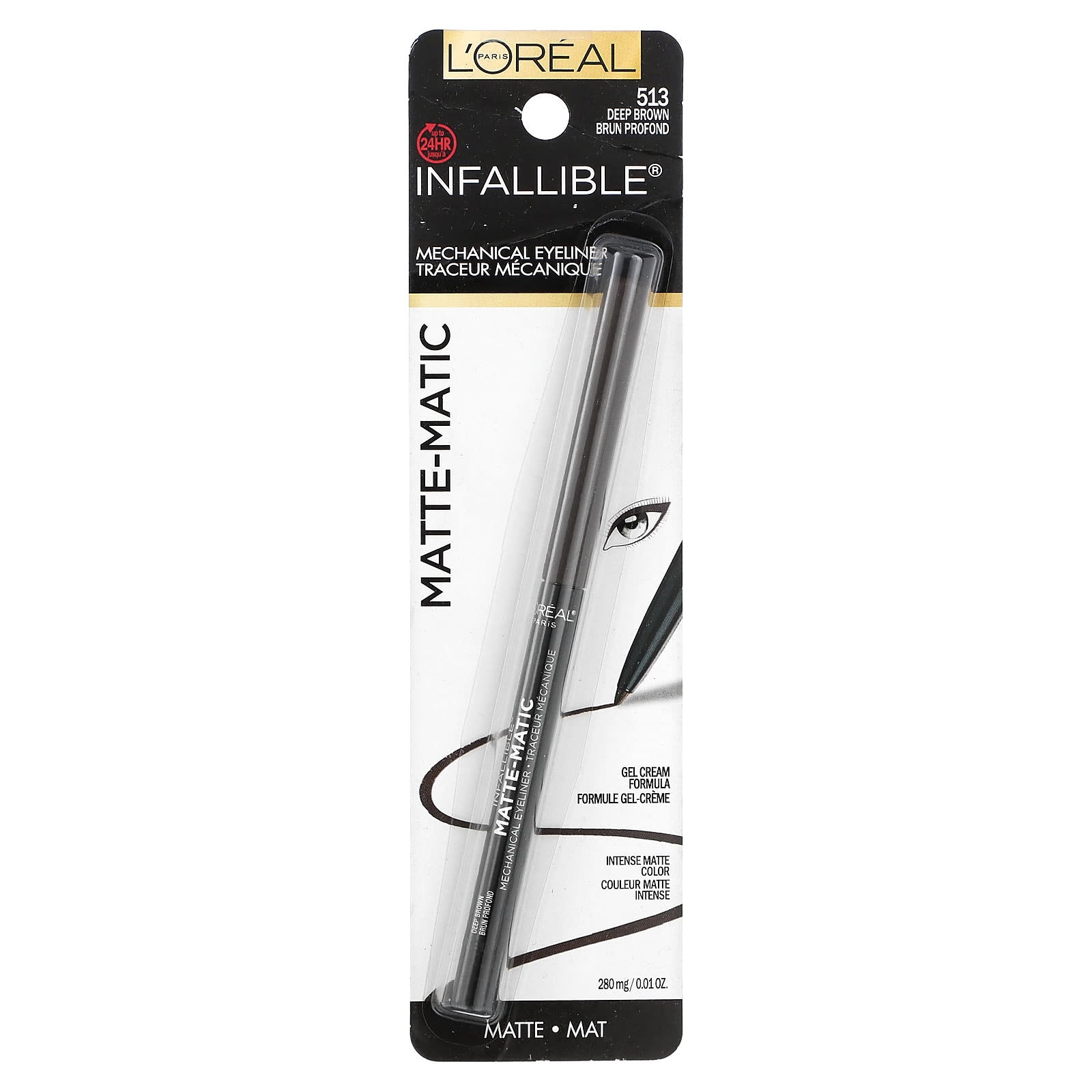L'Oréal, Infallible®, Matte-Matic Mechanical Eyeliner, 513 Deep Brown, 0.01 oz (280 mg) - Image 2