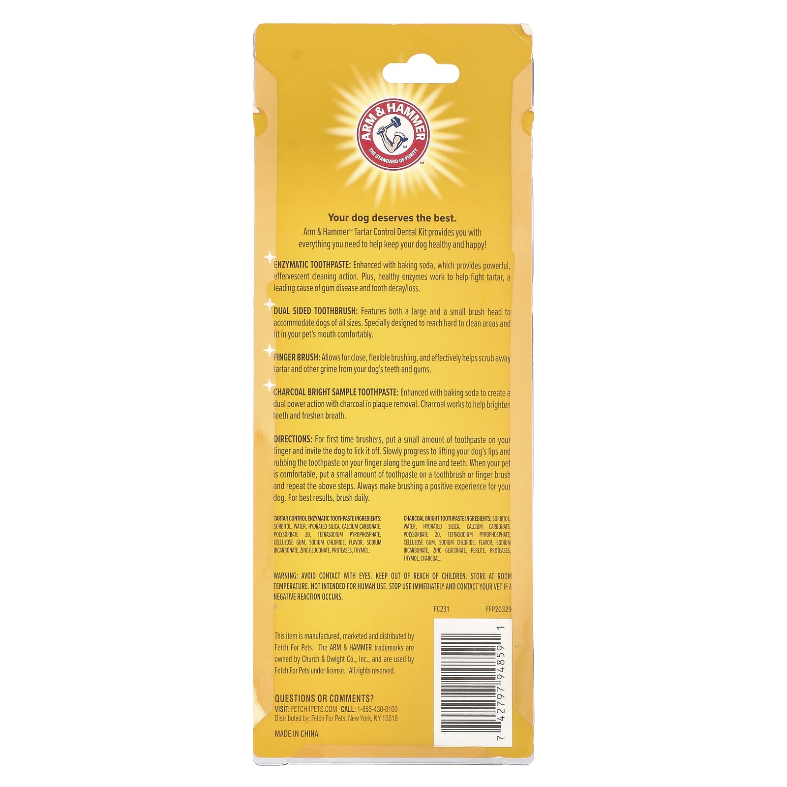 Arm & Hammer Tartar Control Dental Kit for Dogs - 4 Piece Kit - Image 2