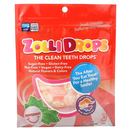 Zollipops, Zolli Drops, The Clean Teeth Drops, Peppermint, Approx. 15 Zolli Drops, 1.6 oz - Image 1
