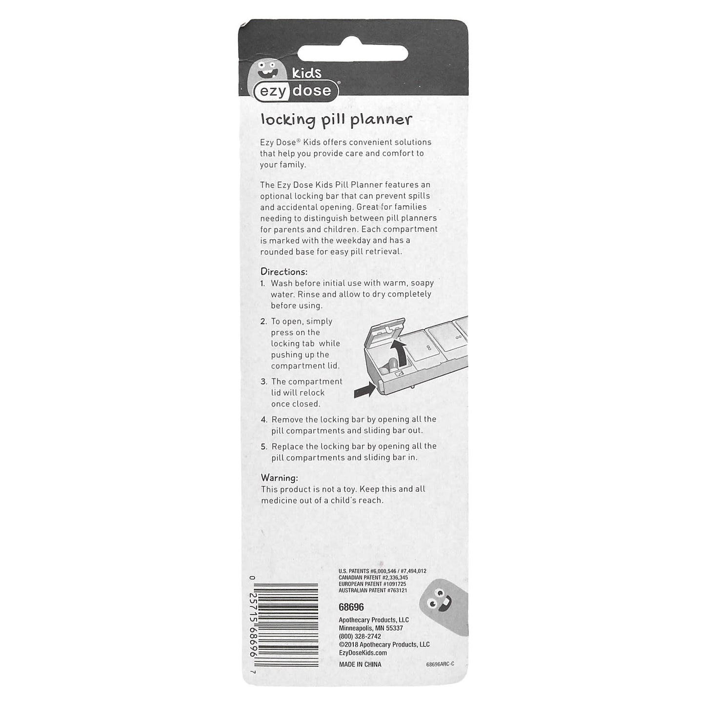 Ezy Dose Kids Locking Pill Planner, Easy Pill Management for Families - Image 2