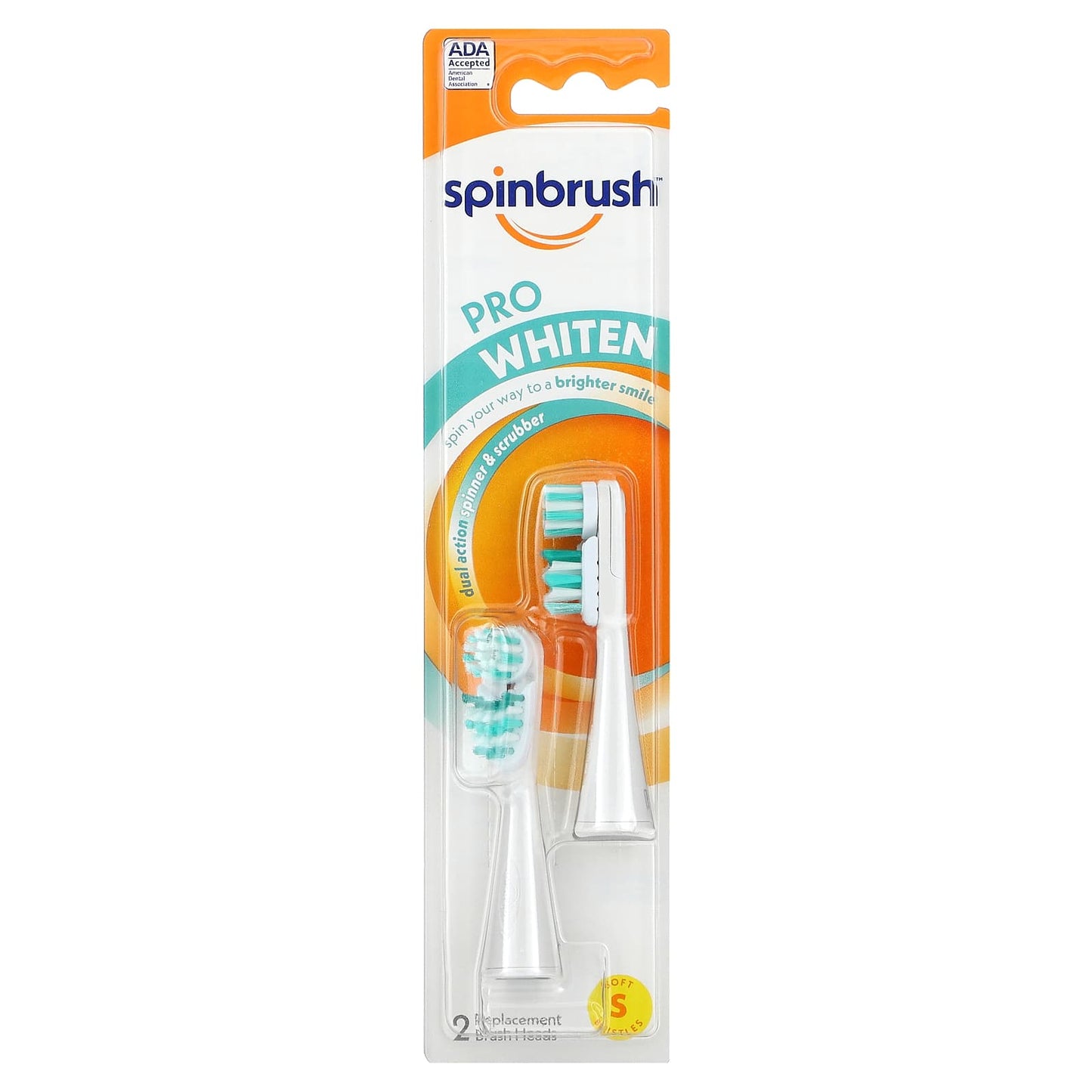 Spinbrush, Pro Whiten, Replacement Heads, Soft Bristles, 3y+, 2 Brush Heads - Image 1