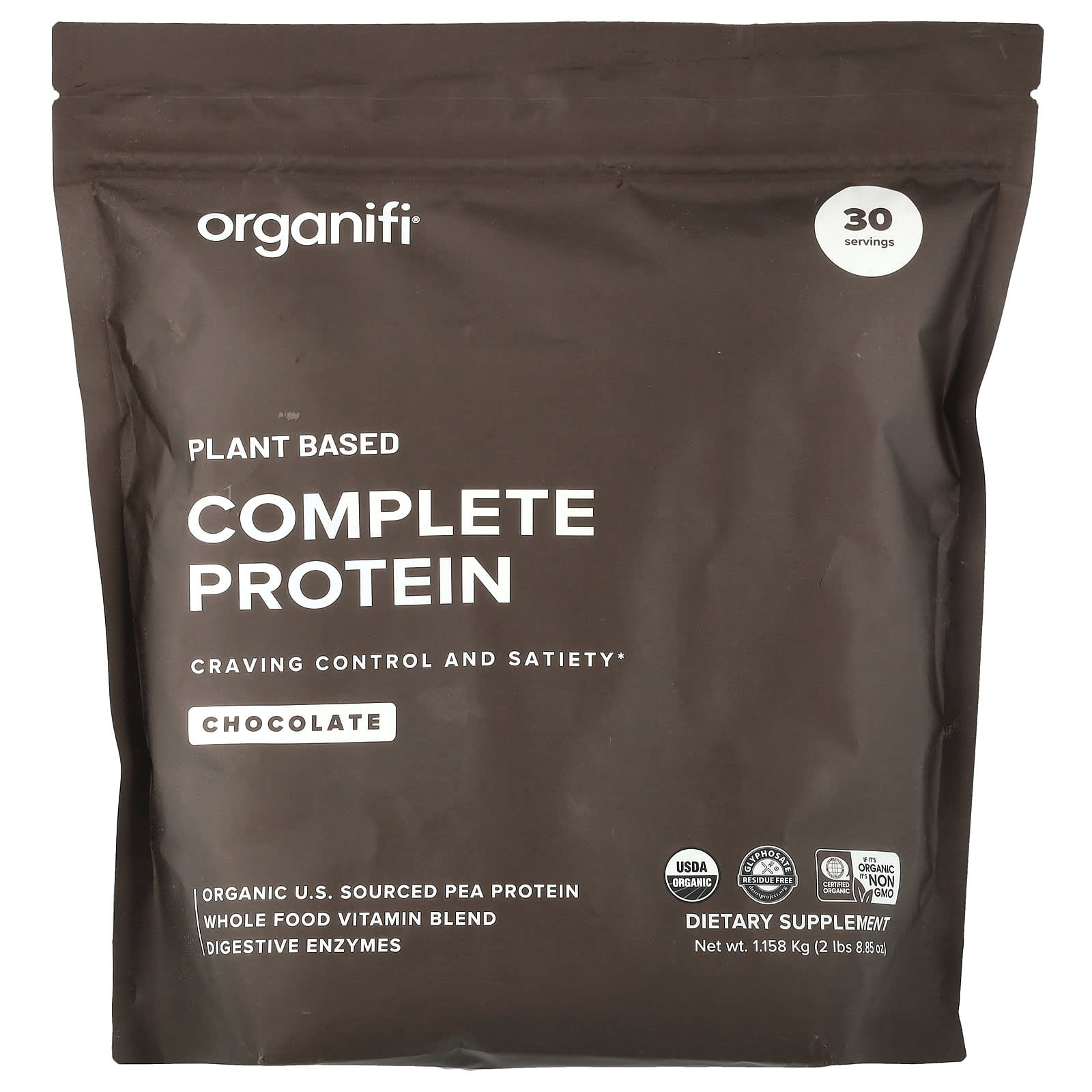 Organifi, Plant Based Complete Protein, Chocolate, 2 lbs (8.85 oz) - Image 1
