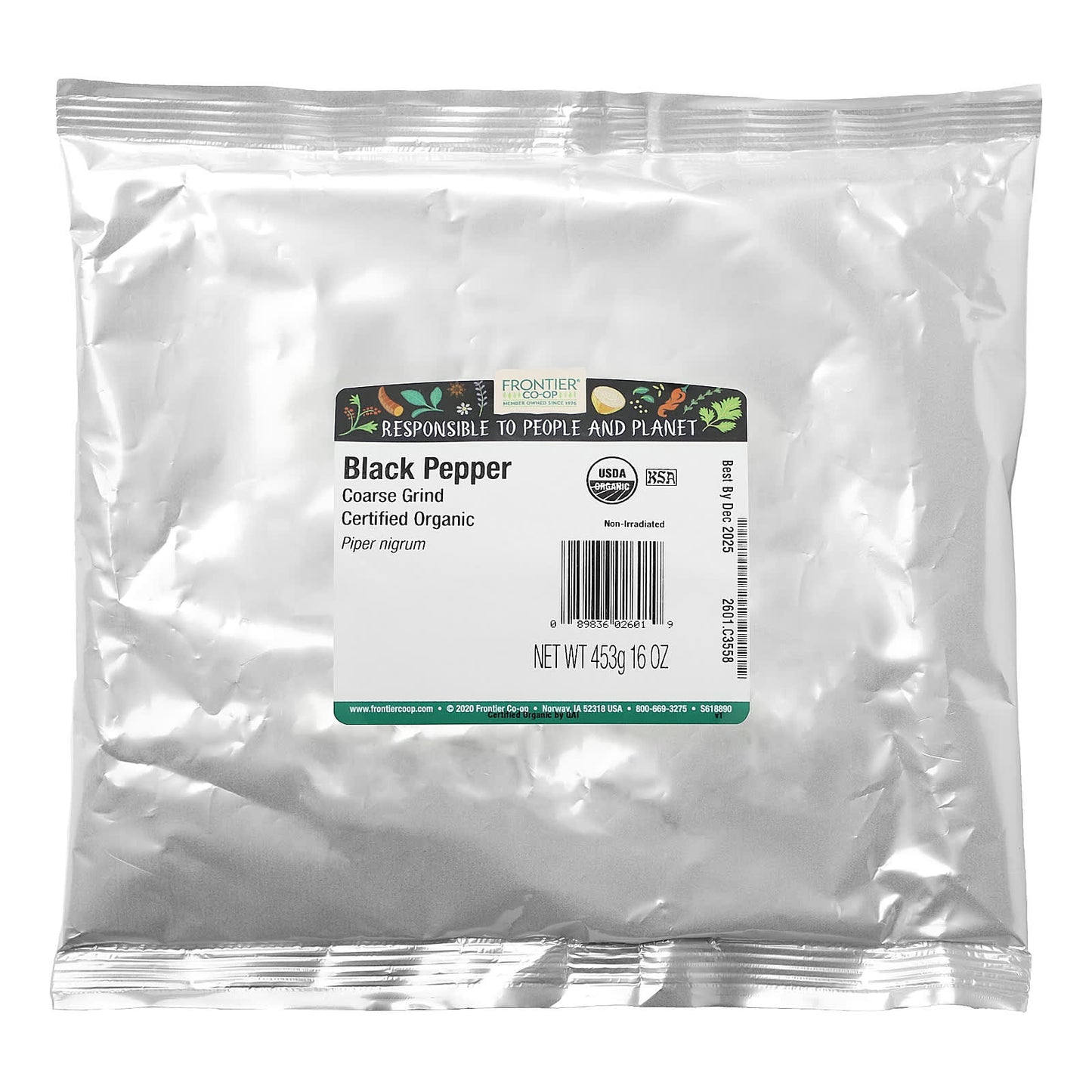 Frontier Co-op Organic Black Pepper, Coarse Grind, 16 oz - Image 2