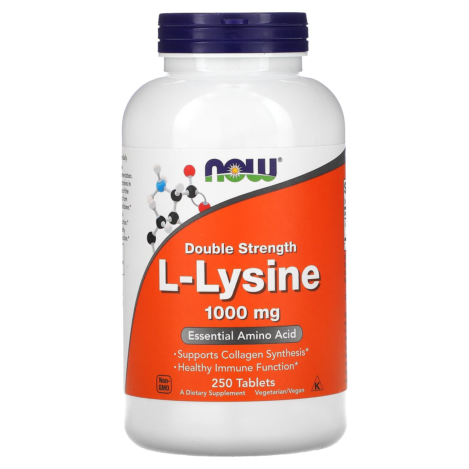 NOW Foods, L-Lysine, 1,000 mg, 250 Tablets - Image 1