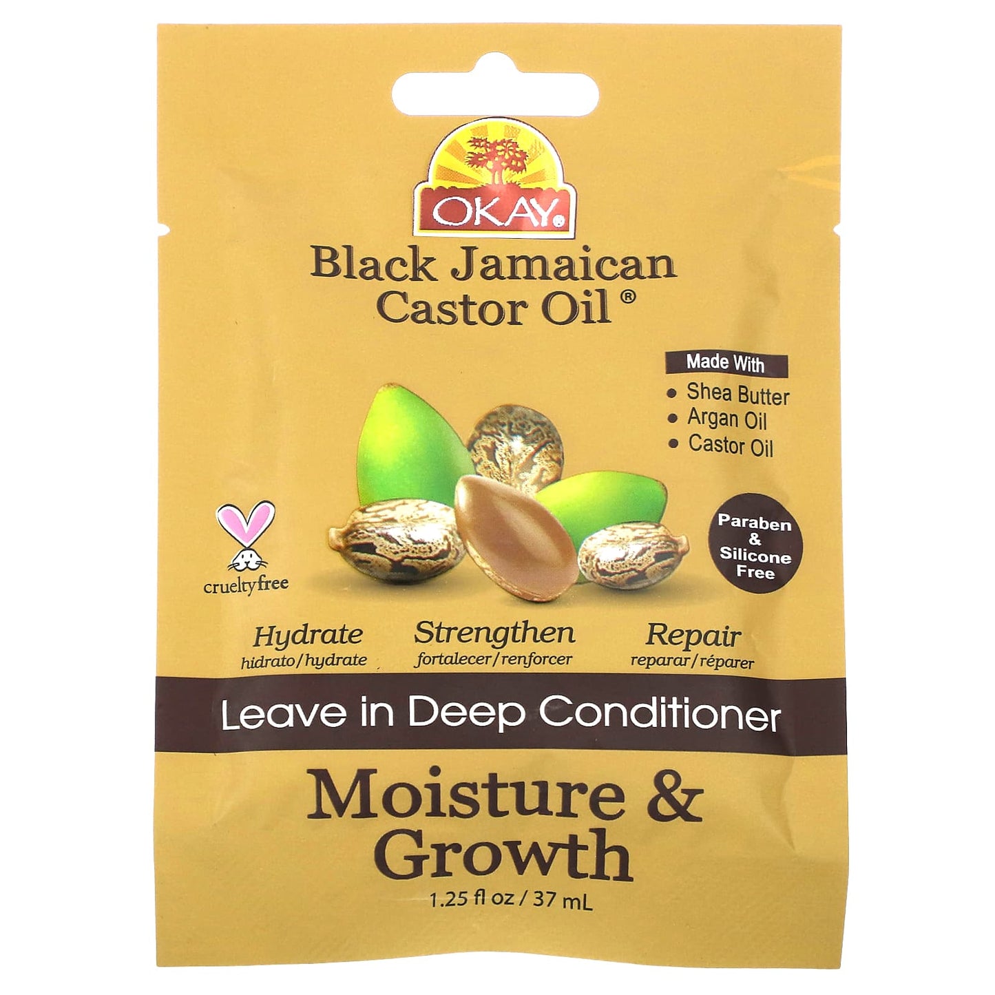 Okay Pure Naturals, Black Jamaican Castor Oil, Leave in Deep Conditioner, 1.25 fl oz (37 ml) - Image 1
