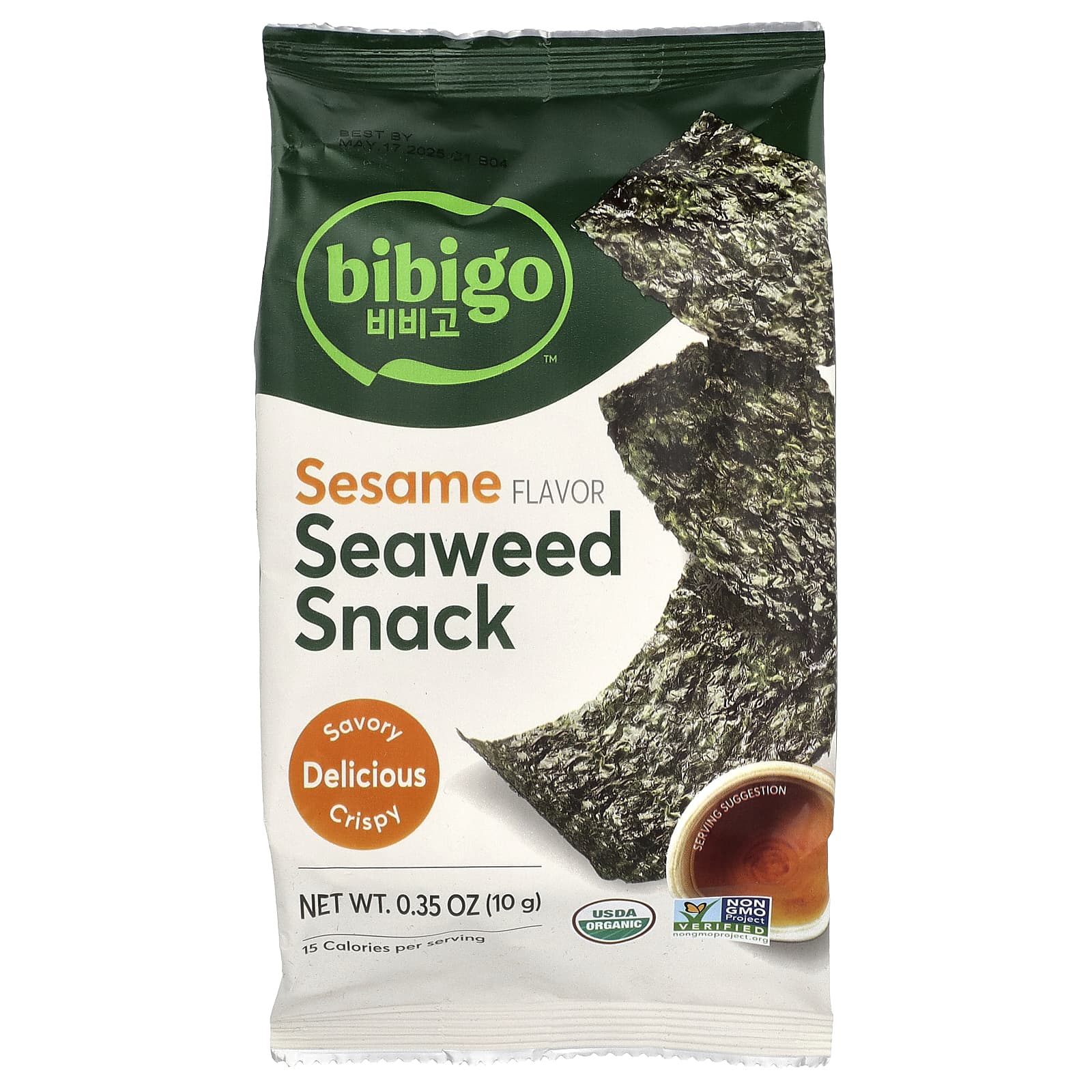 Delicious Bibigo Seaweed Snacks with Sesame - USDA Organic & Vegan - Image 1