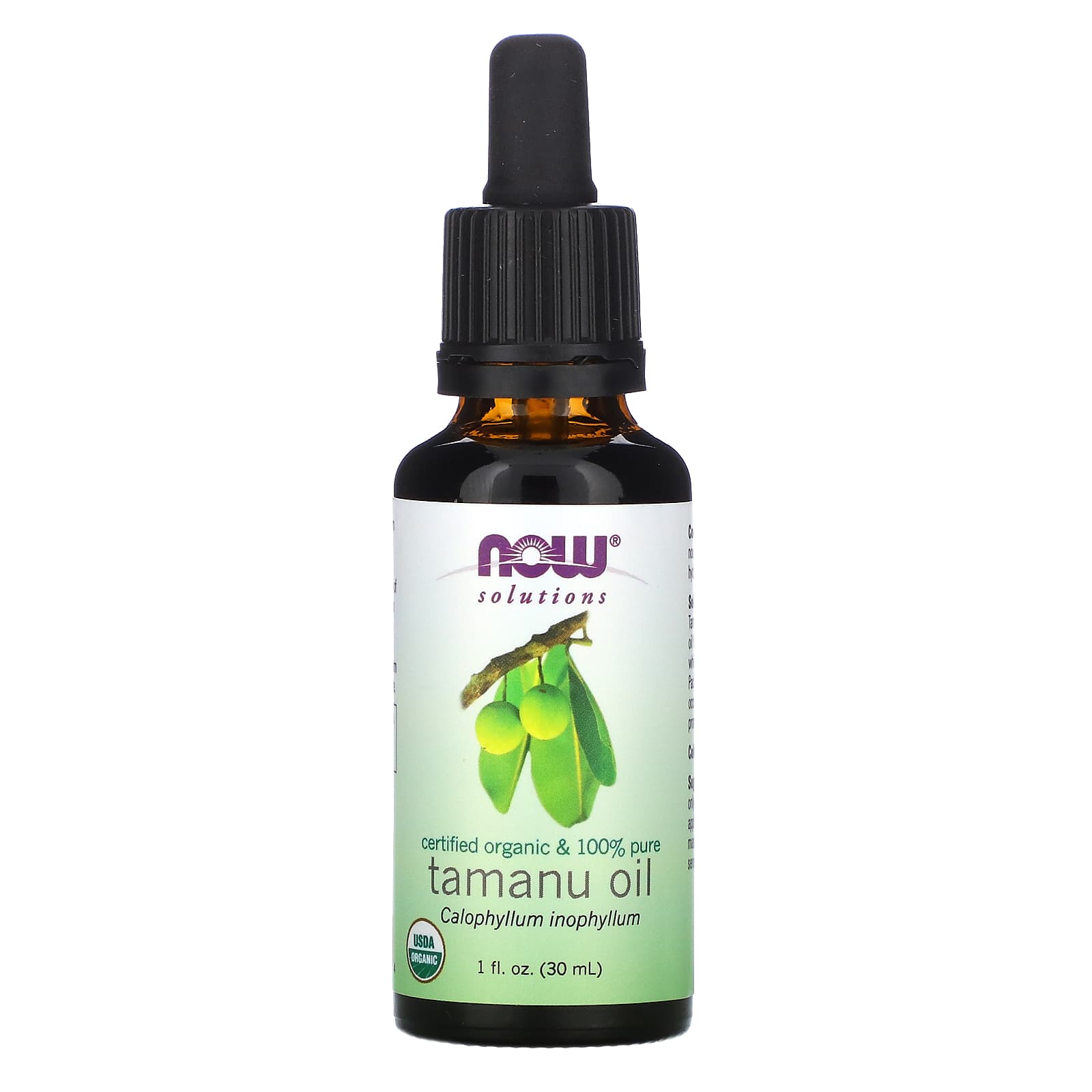 NOW Foods, Solutions, Certified Organic & 100% Pure, Tamanu Oil, 1 fl oz (30 ml) - Image 1