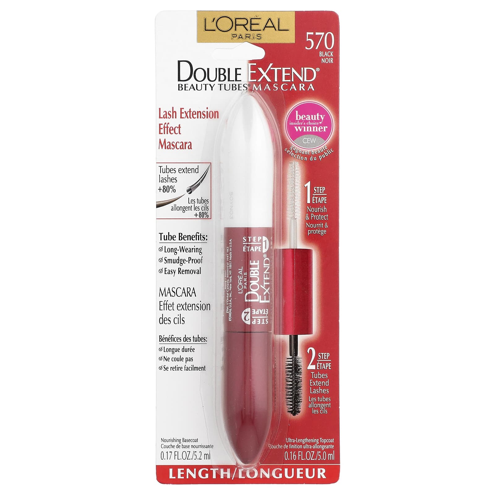 L'Oréal, Double Extend® Beauty Tubes® Mascara, 570 Black, 0.17 fl oz (5.2 ml) - Image 2