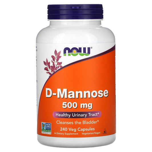 NOW Foods, D-Mannose, 500 mg, 240 Veg Capsules - Image 1