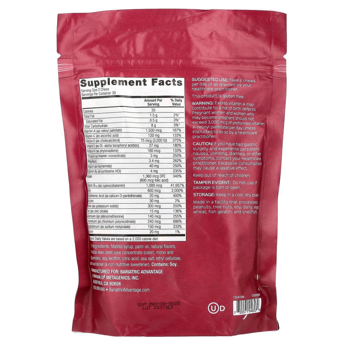Bariatric Multivitamin Chews for Superior Nutrition, Strawberry Watermelon - Image 2