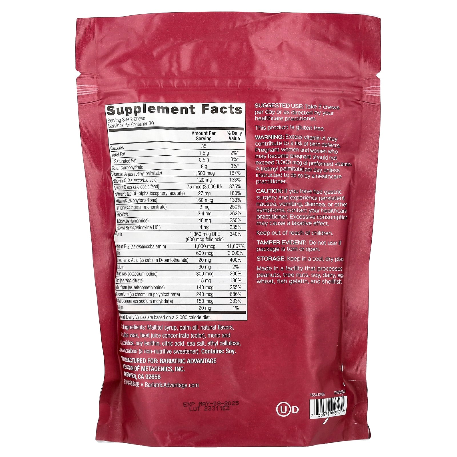 Bariatric Multivitamin Chews for Superior Nutrition, Strawberry Watermelon - Image 2