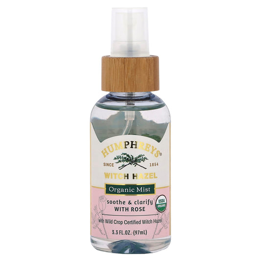 Organic Witch Hazel Skin Soothing Mist with Rose for Glowing Complexion, 3.3 fl oz - Image 1