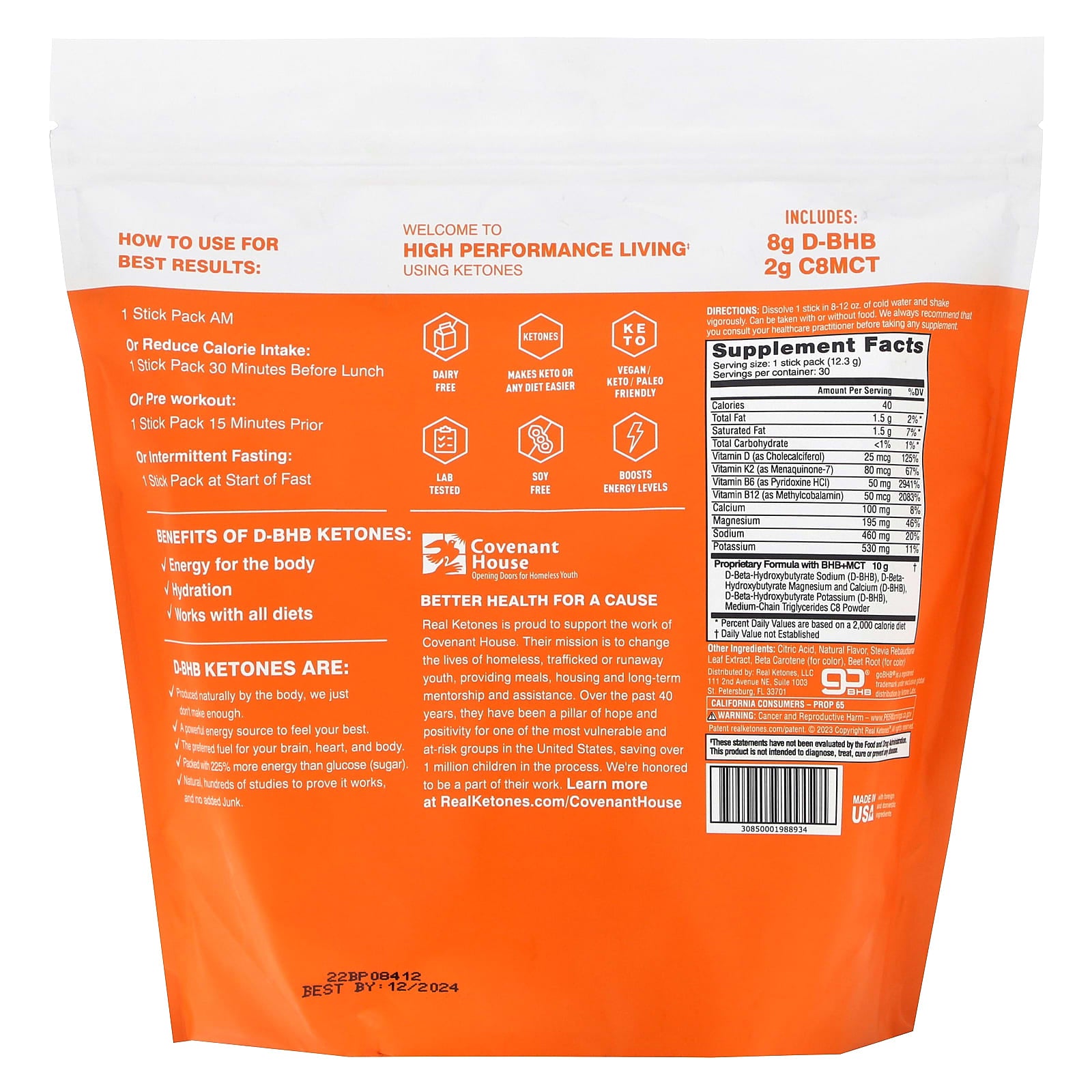 Real Ketones, Elevate, Orange, 30 Drink Mix Packets,  0.43 oz (12.3 g) Each - Image 2