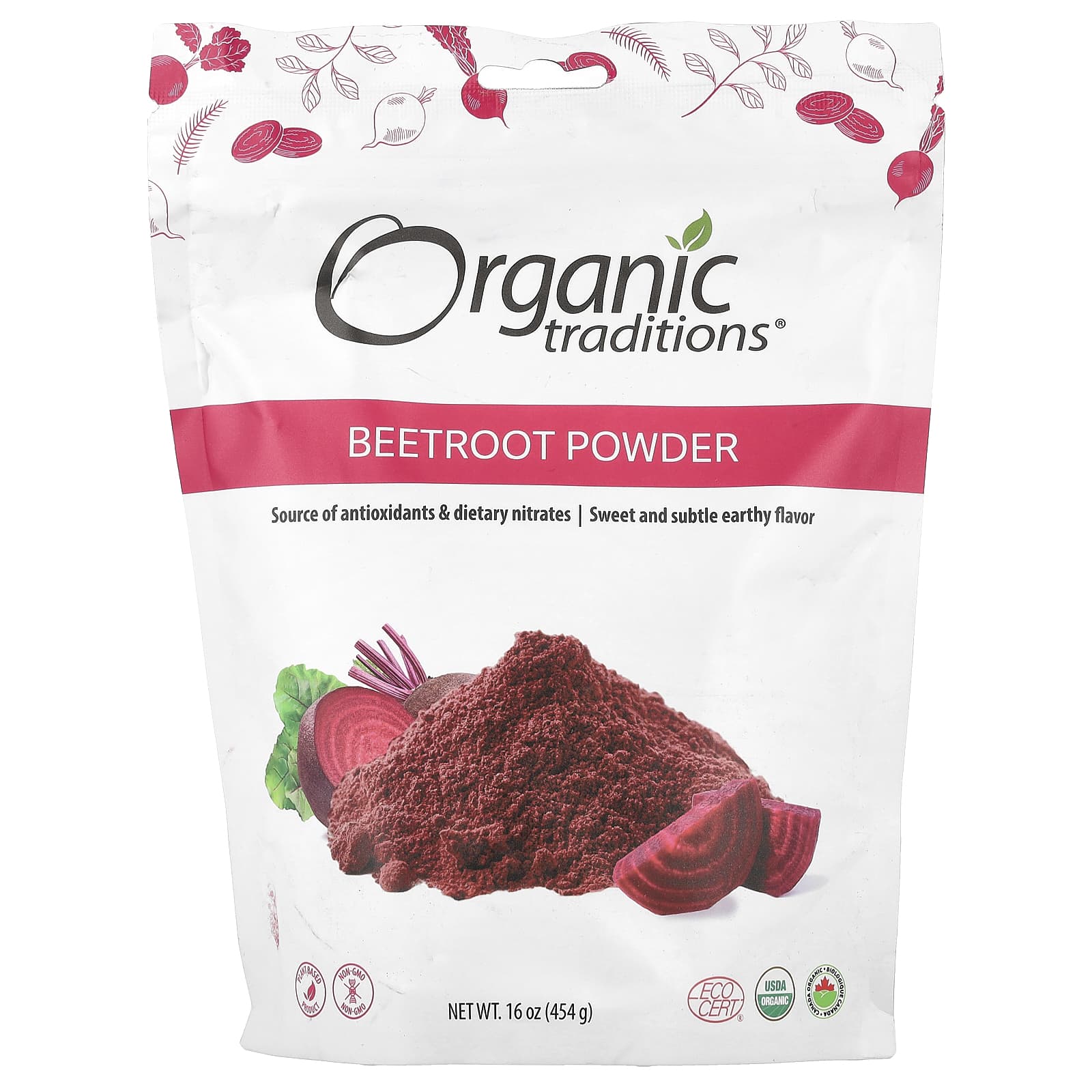 Organic Traditions, Beetroot Powder , 16 oz (454 g) - Image 1