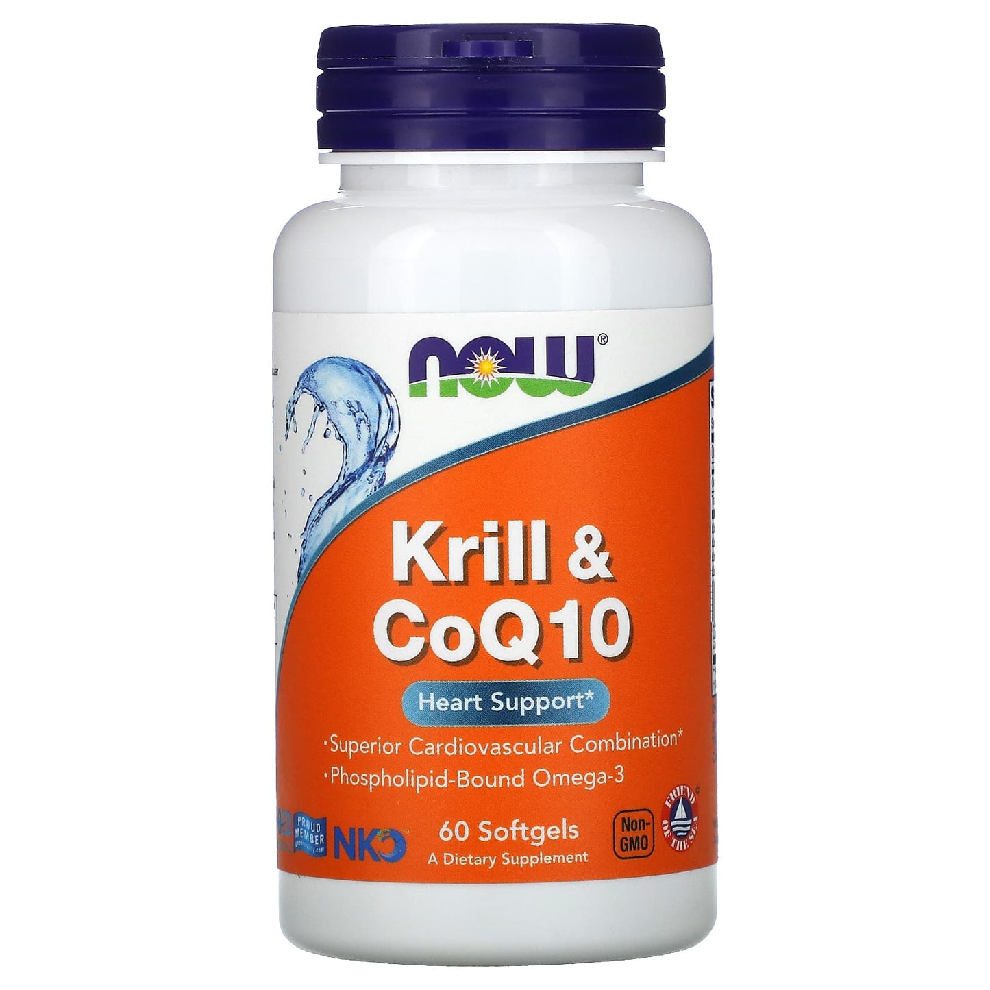 NOW Foods, Krill & CoQ10, 60 Softgels - Image 1